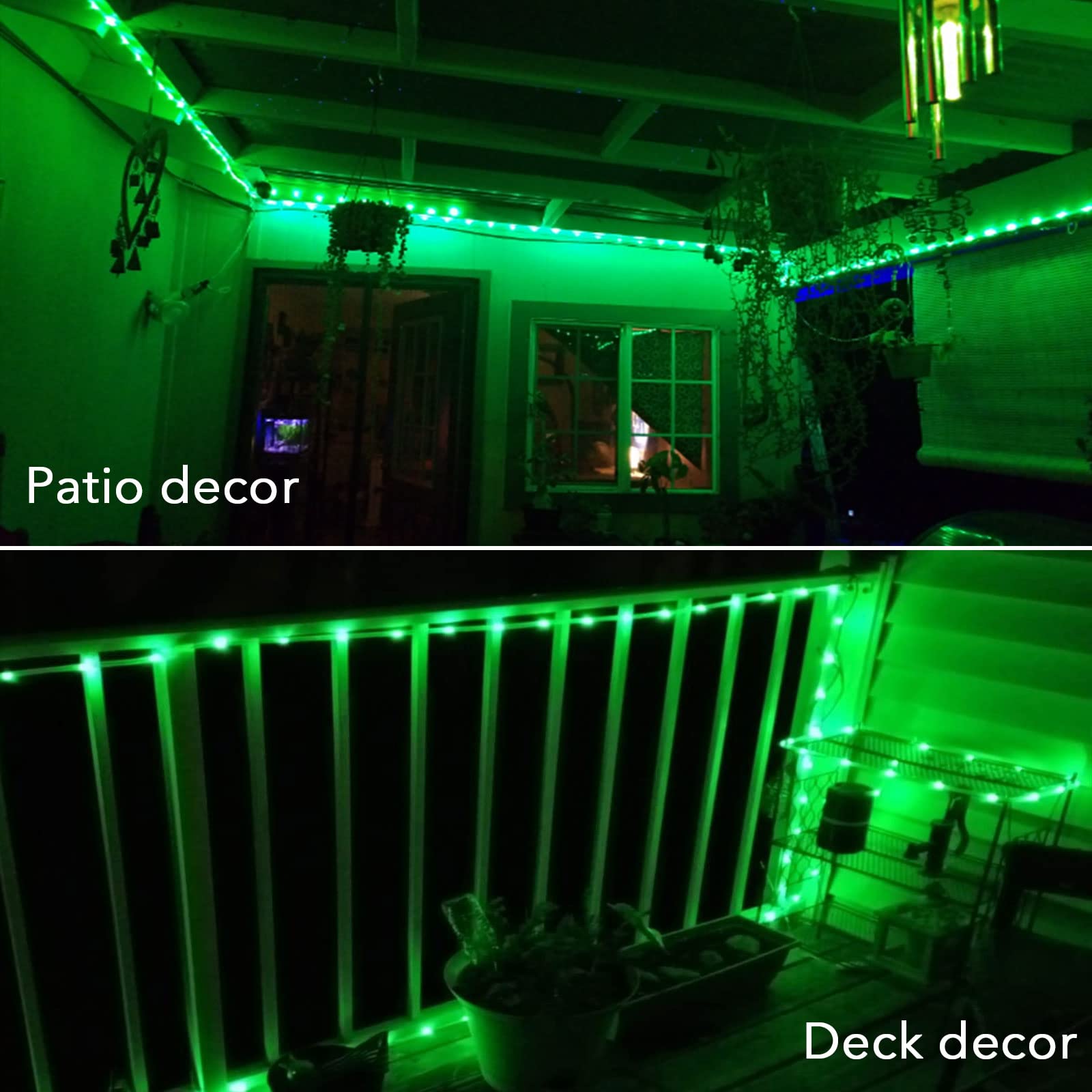 JMEXSUSS Green Rope Lights 100 LED Battery Operated 33ft 2 Pack Outdoor Waterproof for Christmas & St. Patricks Day Decoration