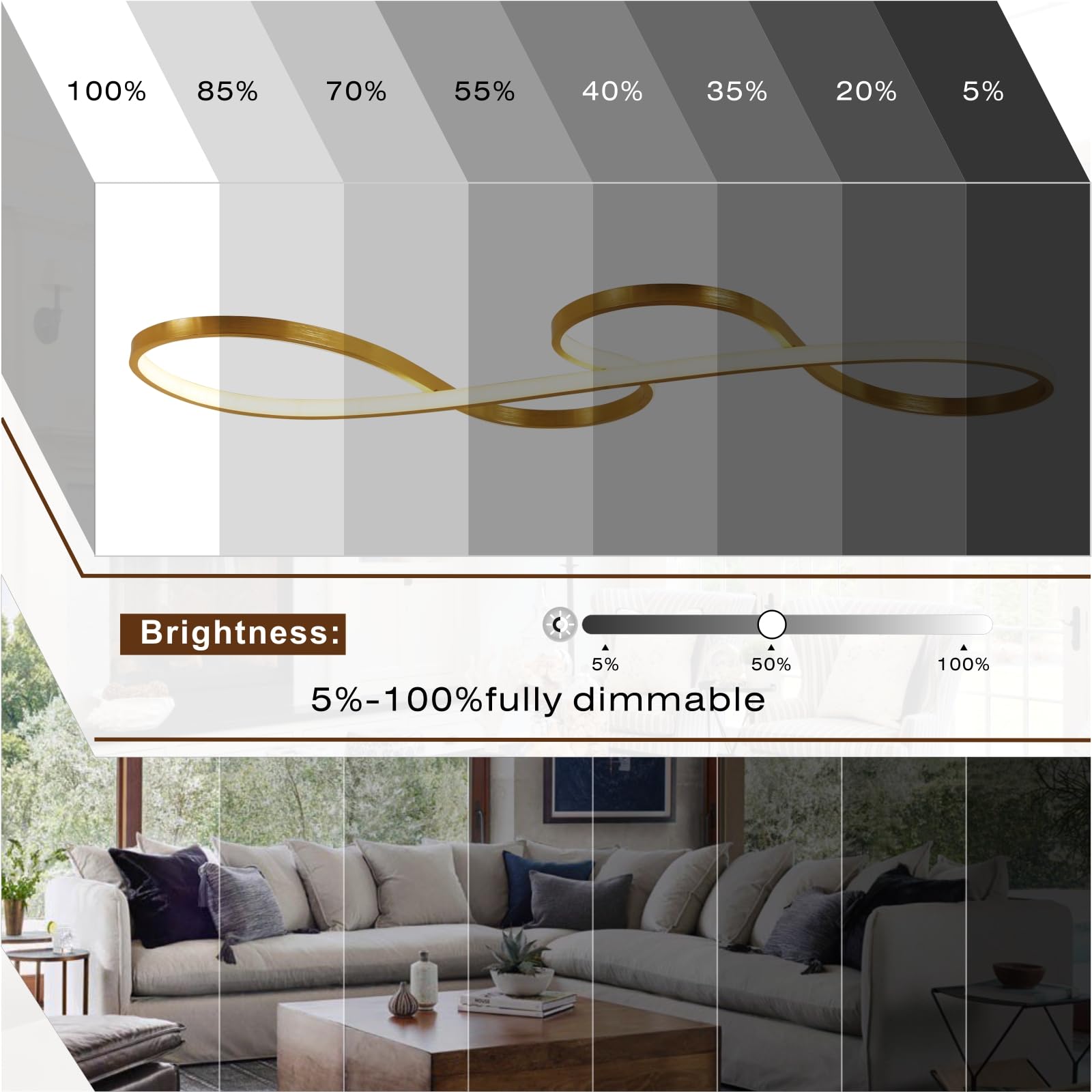 Gold Led Chandelier Modern Gold Chandelier For Dining Room Light Fixture,L39.3'' Modern Led Pendant Light For Kitchen Island Lig