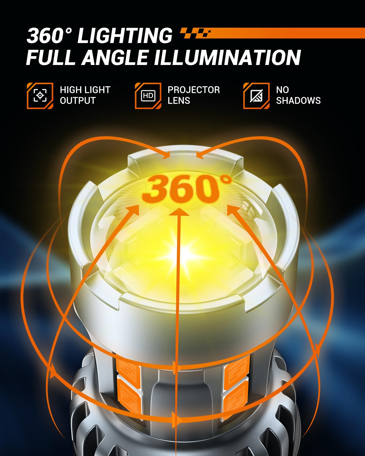 SEALIGHT 7443 7440 LED Bulb Amber Turn Signal Lights, T20 7441 7444, Includes Decoders, Pack of 2