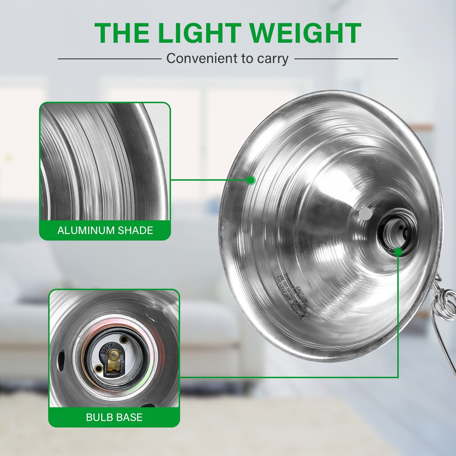 Simple Deluxe Clamp Lamp Light Socket With 8.5 Inch Aluminum Reflector, Suit For Max 150 Watt Lamp (No Bulb Included) With 18/2-