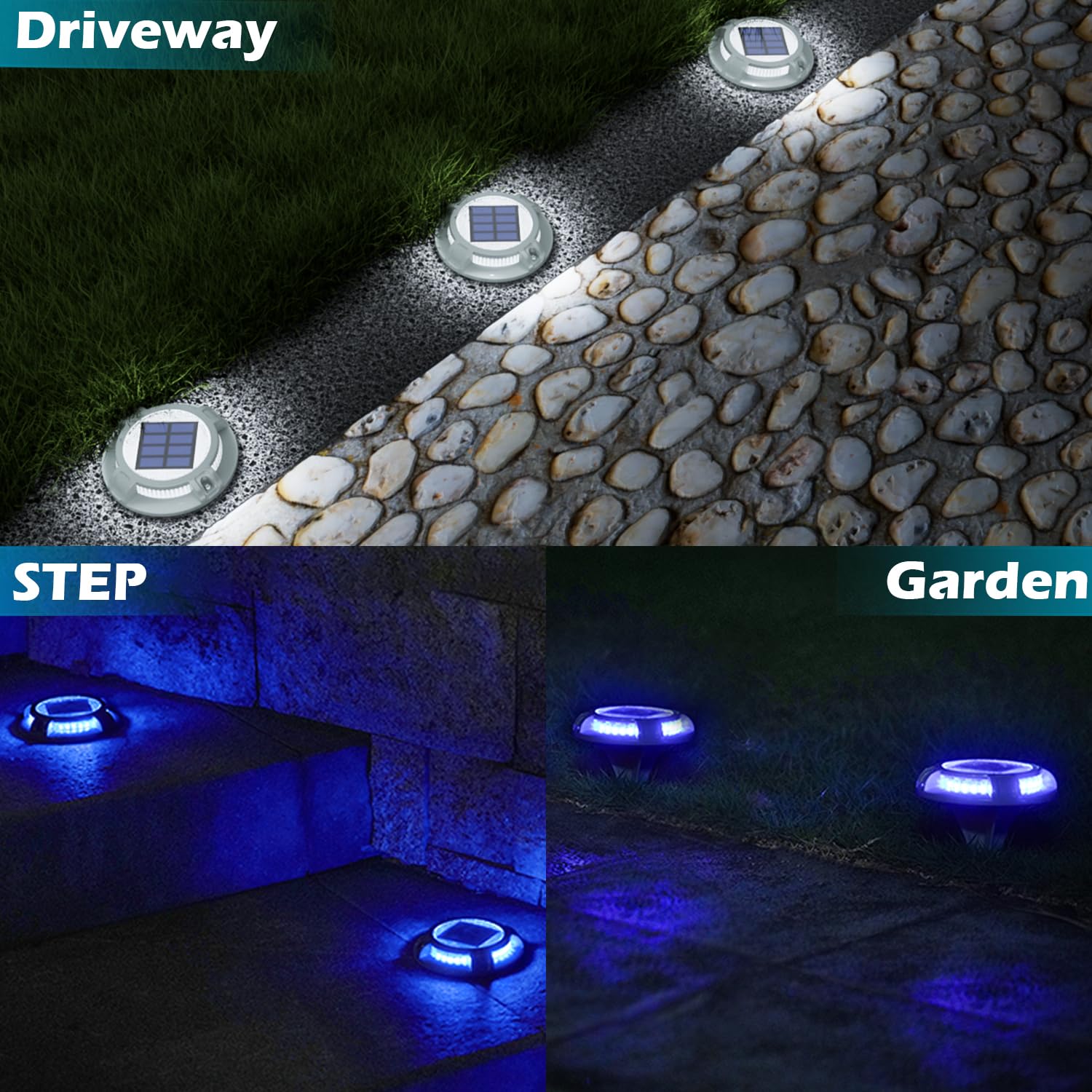 Siedinlar Solar Driveway Lights Outdoor 4 Modes 40 Leds Marine Dock Light Deck Driveway Markers Waterproof For Step Ground Walkw
