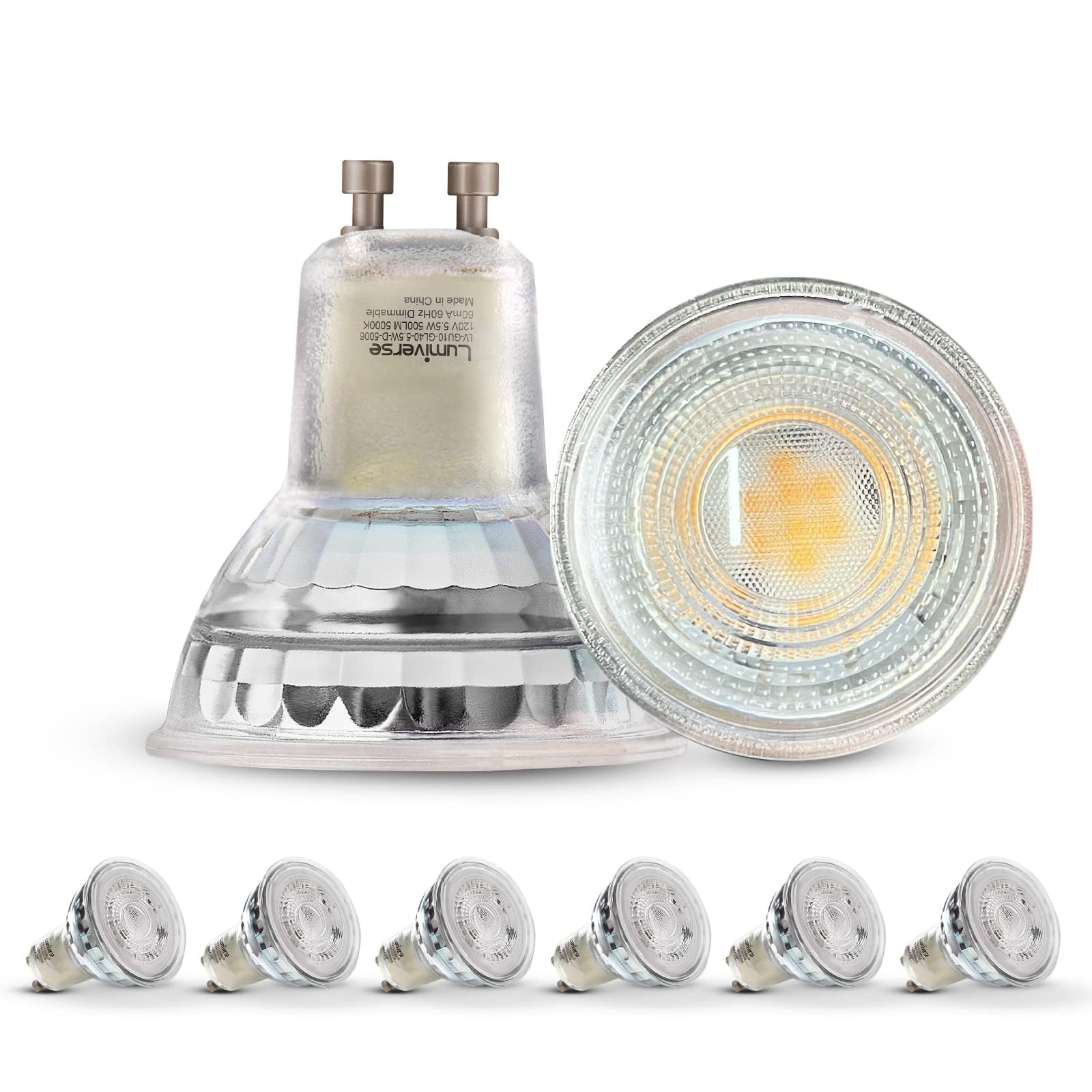 Lumiverse Dimmable Gu10 Led Light Bulbs, 4.5W Bright 5000K Daylight White 50W Halogen Equivalent, 400Lm Energy Saver For Track L