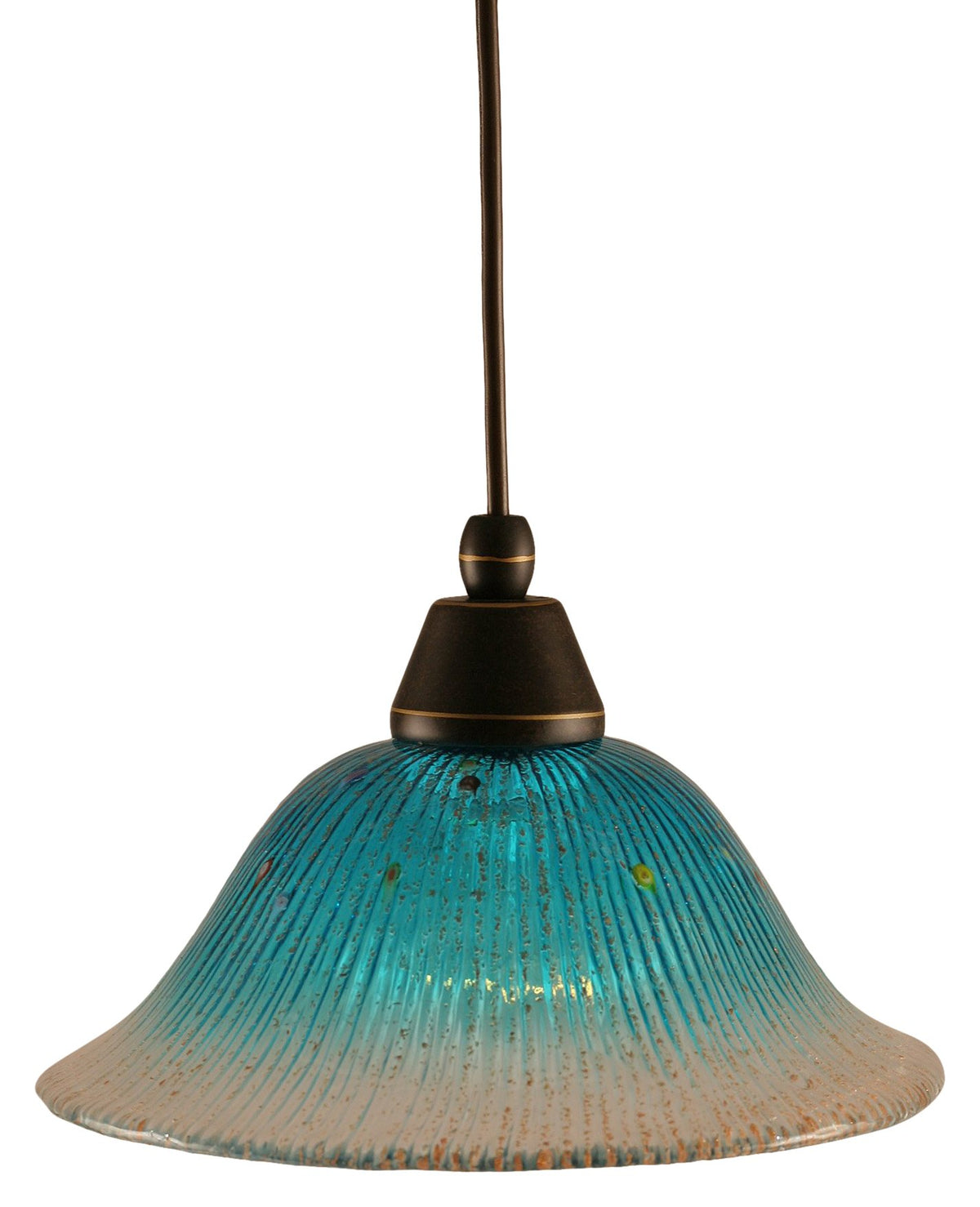 Toltec Lighting 22-Dg-438 Cord Mini Pendant With 10&quot; Teal Crystal Glass, Dark Granite Finish