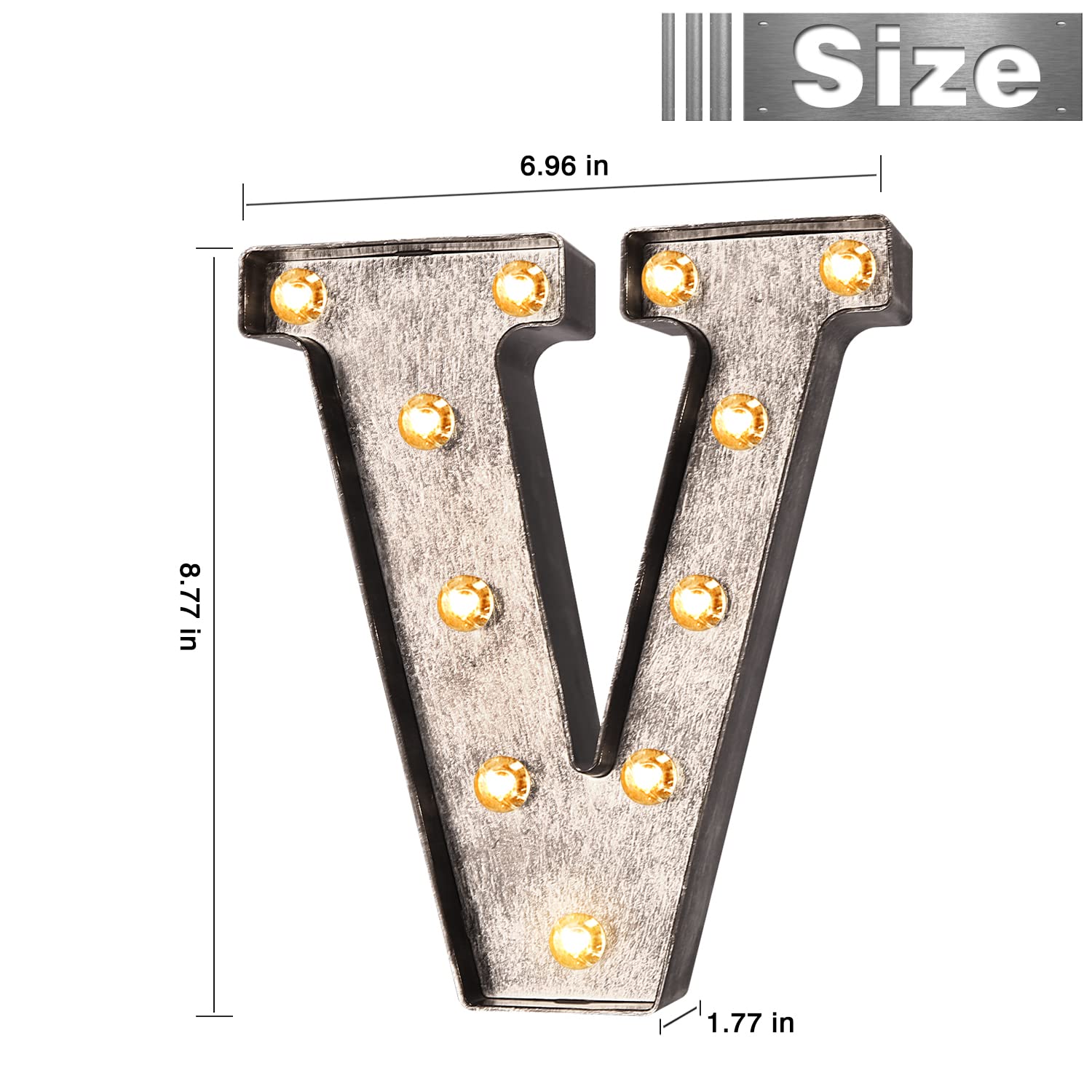 Brushed silver gray LED letters Lights Light Up letters Sign for Night Light Wedding/Birthday Party Battery Powered Christmas La