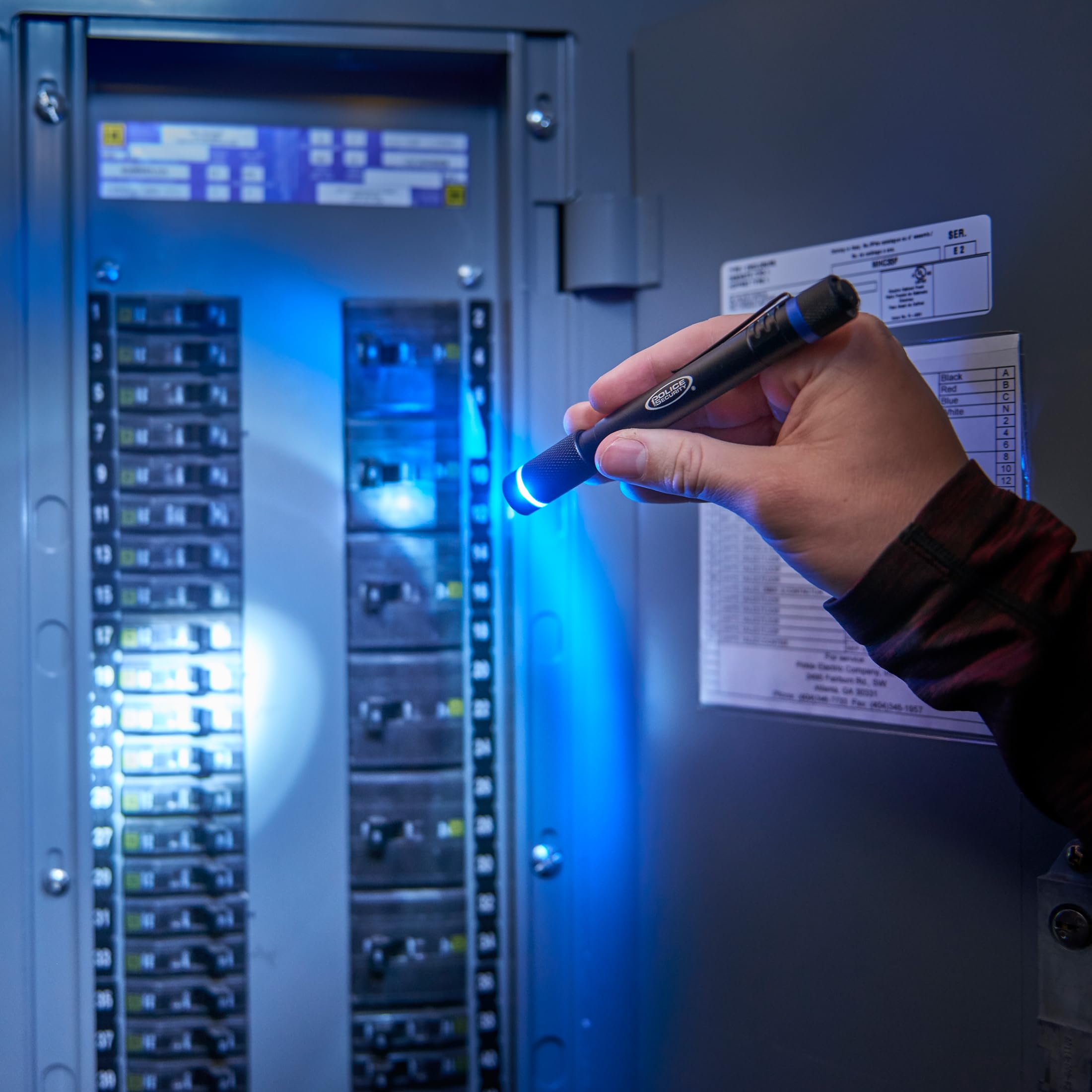 Police Security Aura Penlight Flashlight - 270 Lumens, 90m Beam, Water Resistant, Durable, Compact - Black, Adjustable Focus, Belt Clip