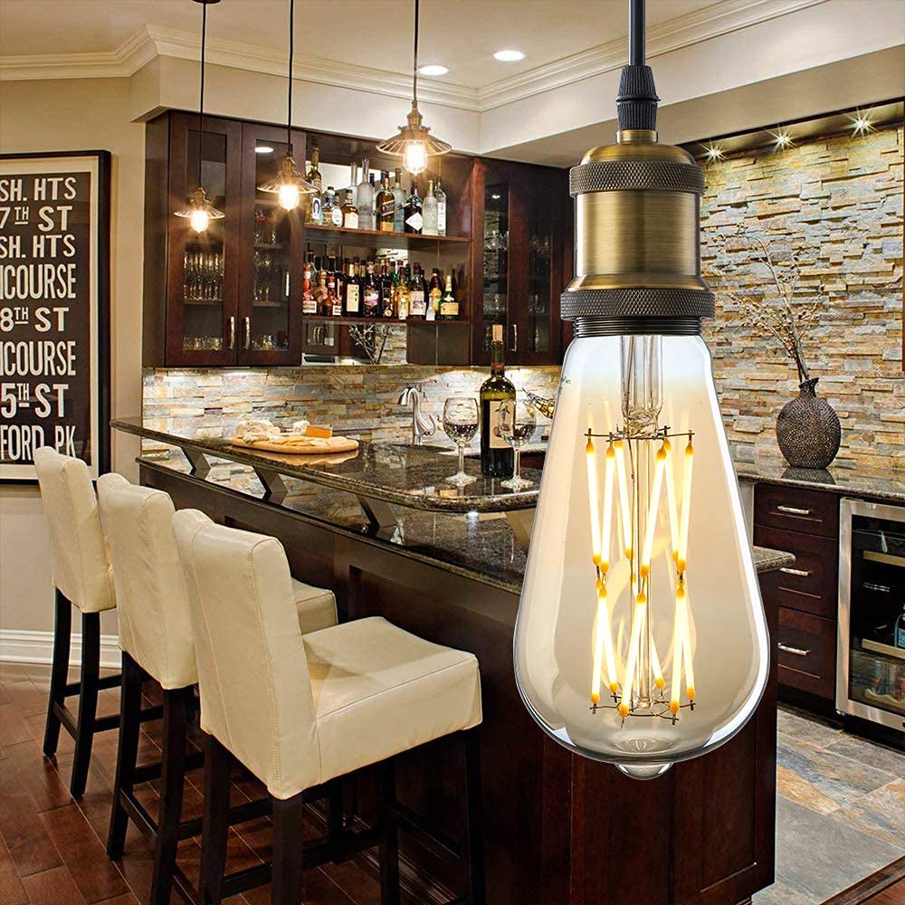 Leools Dimmable Vintage Led Edison Bulbs 12W ,Equivalent 100 Watt, 2500K Warm White(Amber Gold Glass), E26 Base, Decorative Anti