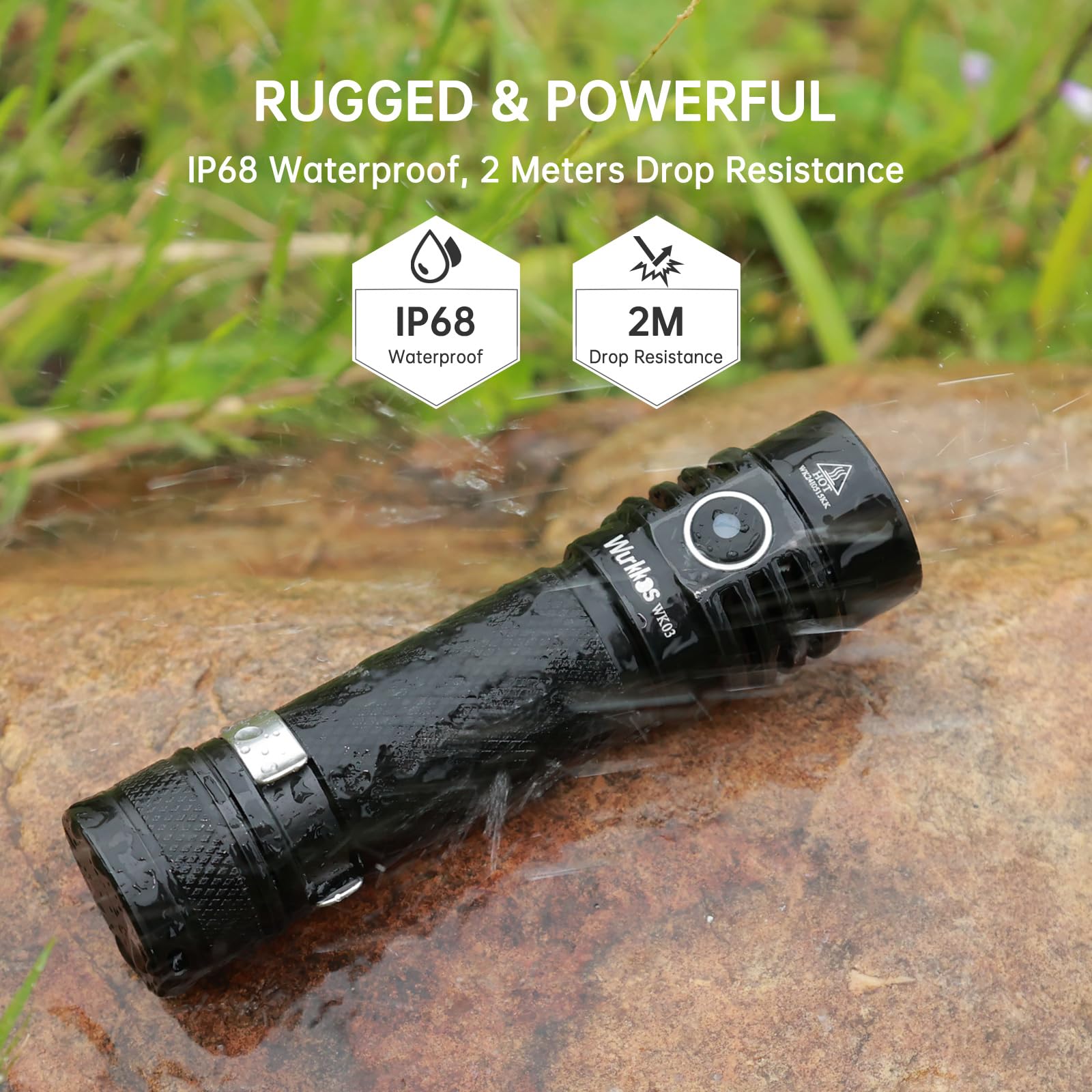 Wurkkos Wk03 Led Flashlight, Pocket Flashlight With Magnet, Small Flashlight Rechargeable, Mini Flashlight With 6 Modes, Ip68 Wa