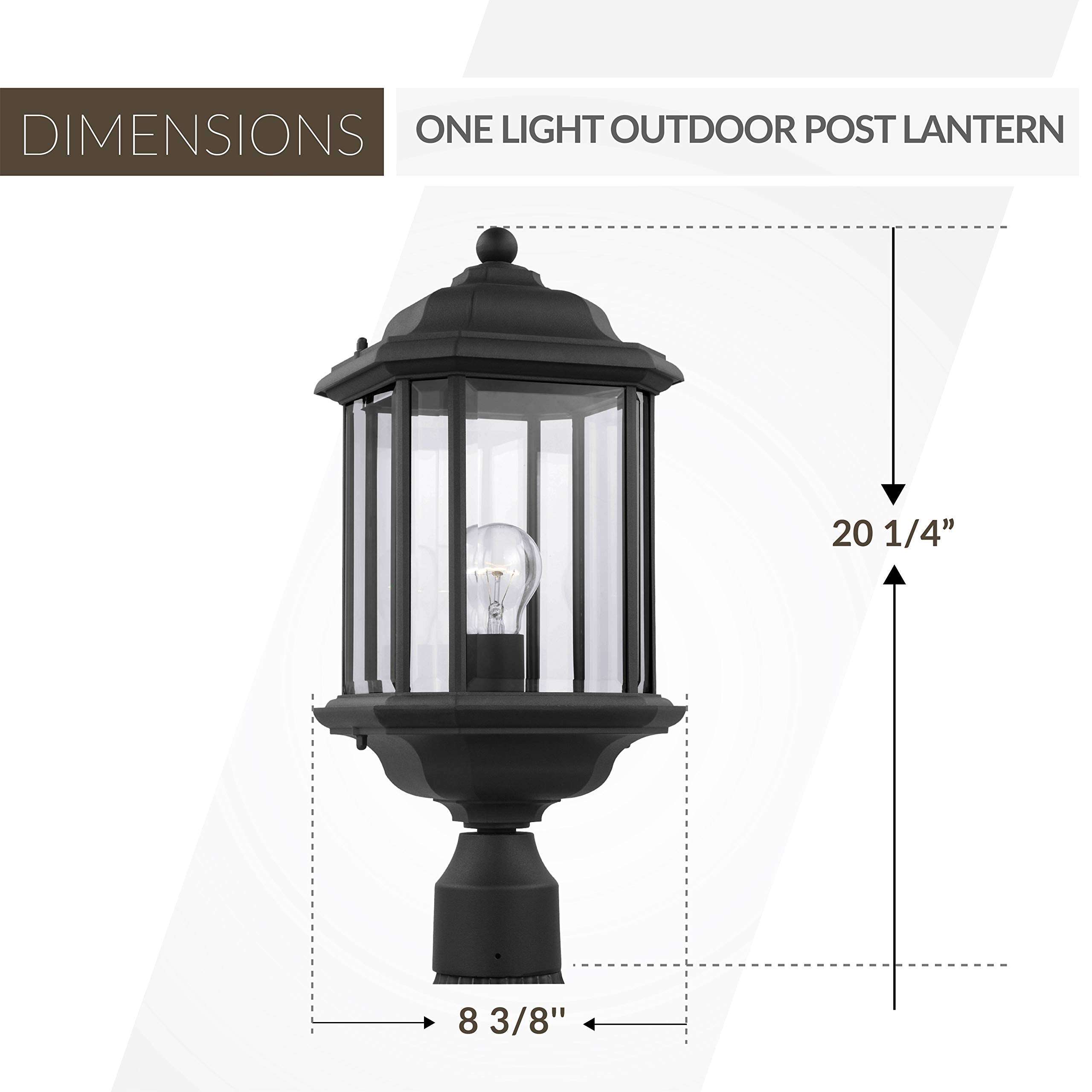 Sea Gull Lighting 82029-12 Kent Outdoor Post Lantern Outside Fixture, One - Light, Black