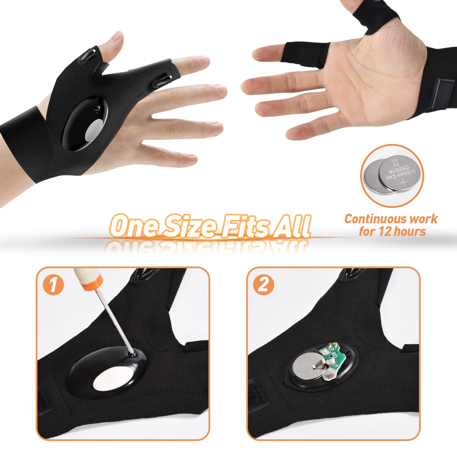 Lenski Dad Gifts for Men, Flashlight Gloves Camping Accessories, Fathers Day Gifts from Daughter Wife, Gifts for Dad Who Wants