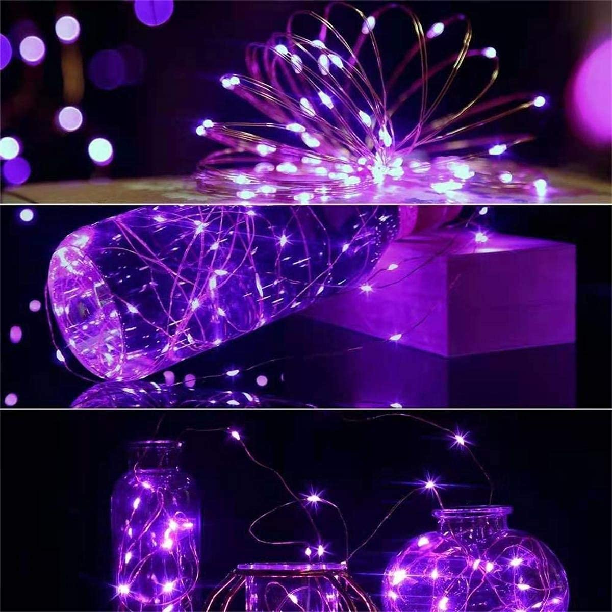 yongzhenlite 4 Pack Battery Operated LED Fairy Lights, Timer Function, 10 Feet, Purple, 30 Count LEDs, Model 192408701952