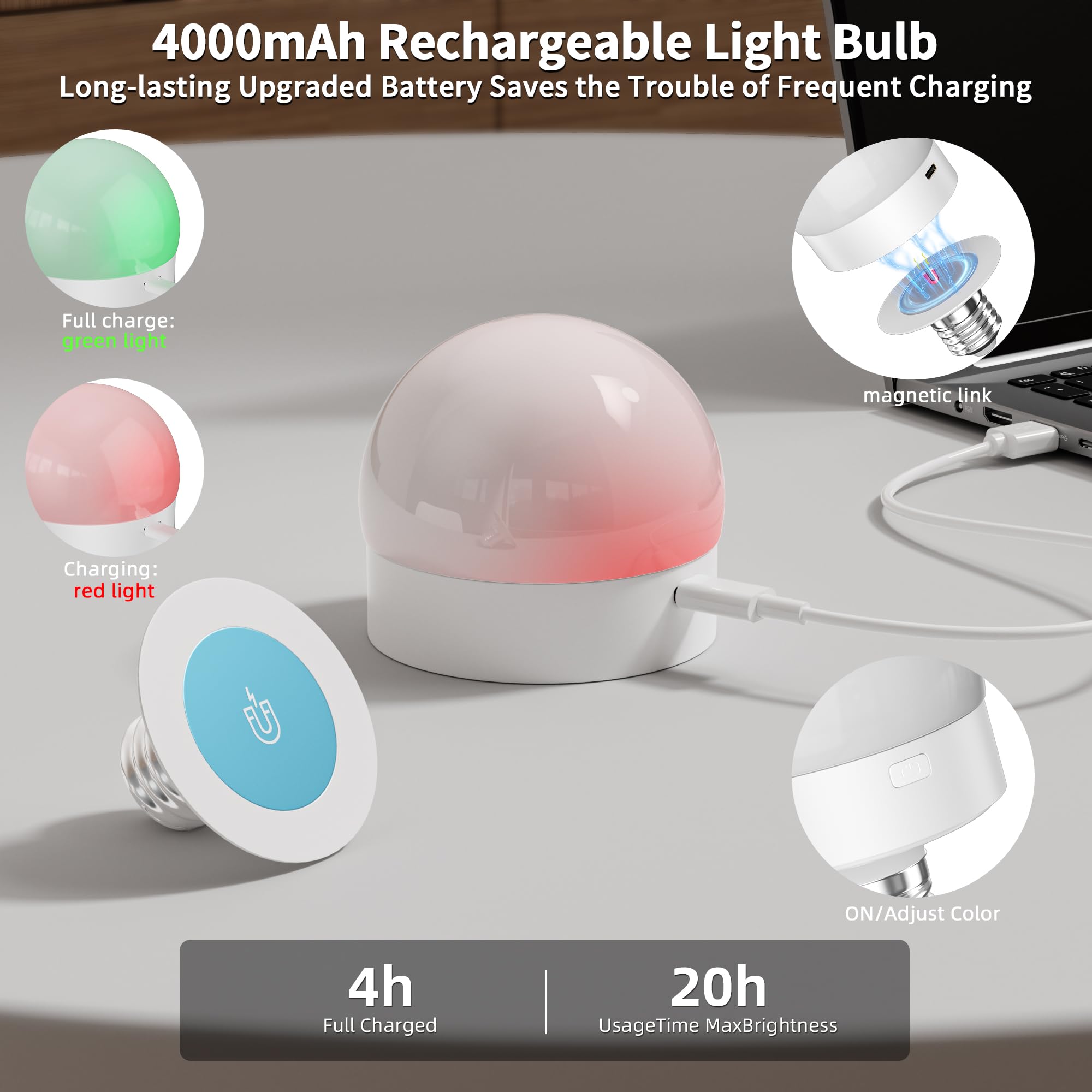 CAMCLIM Rechargeable RGB Wireless Wall Sconce Lamp, Dimmable Vintage Green Glass, Model DX0055, Battery Operated, Indoor Use