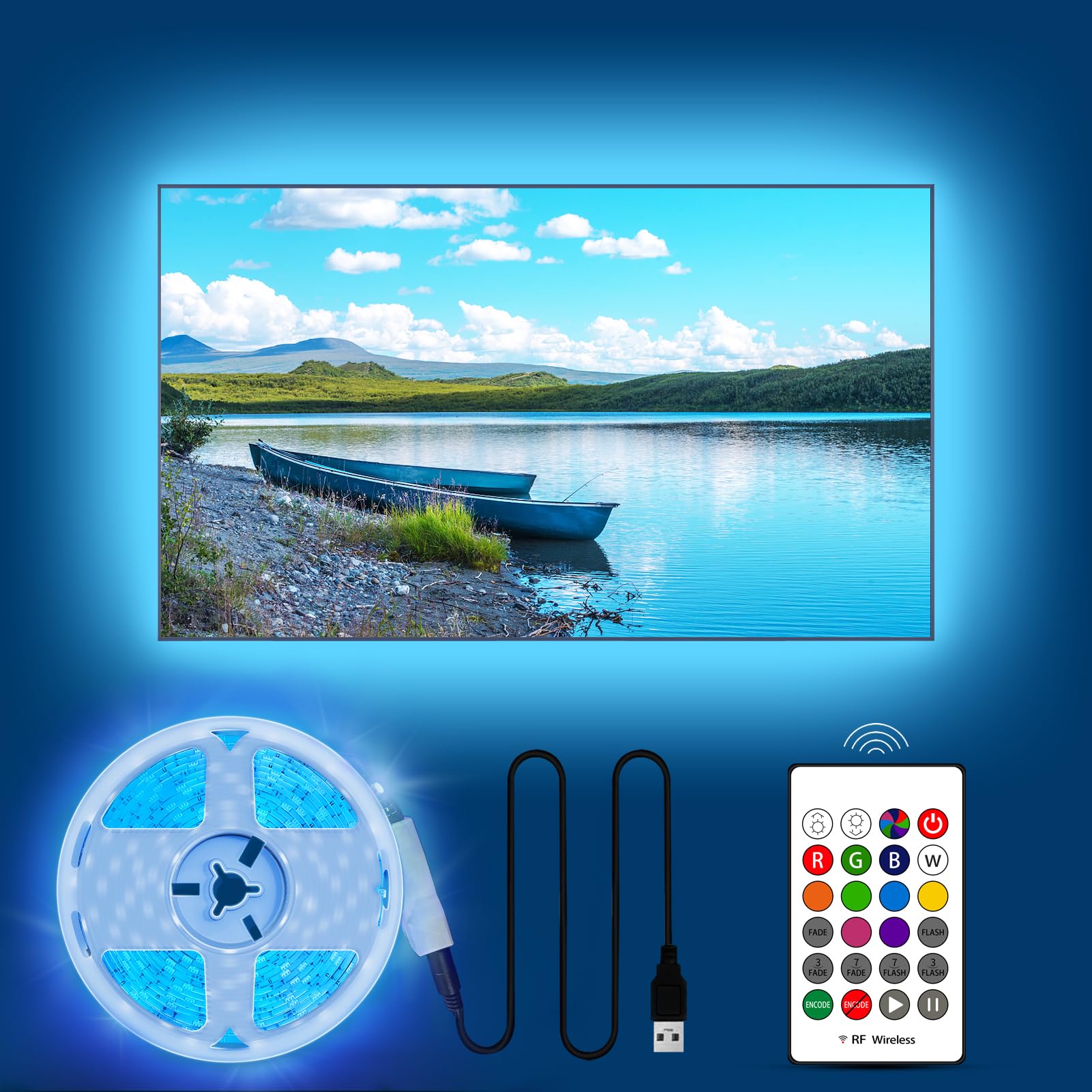 Hamlite Rgb Led Backlight For 85-95 Inch Tvs, Multicolor, Usb Powered, Easy-Bending Design For Home Theater & Gaming Decor