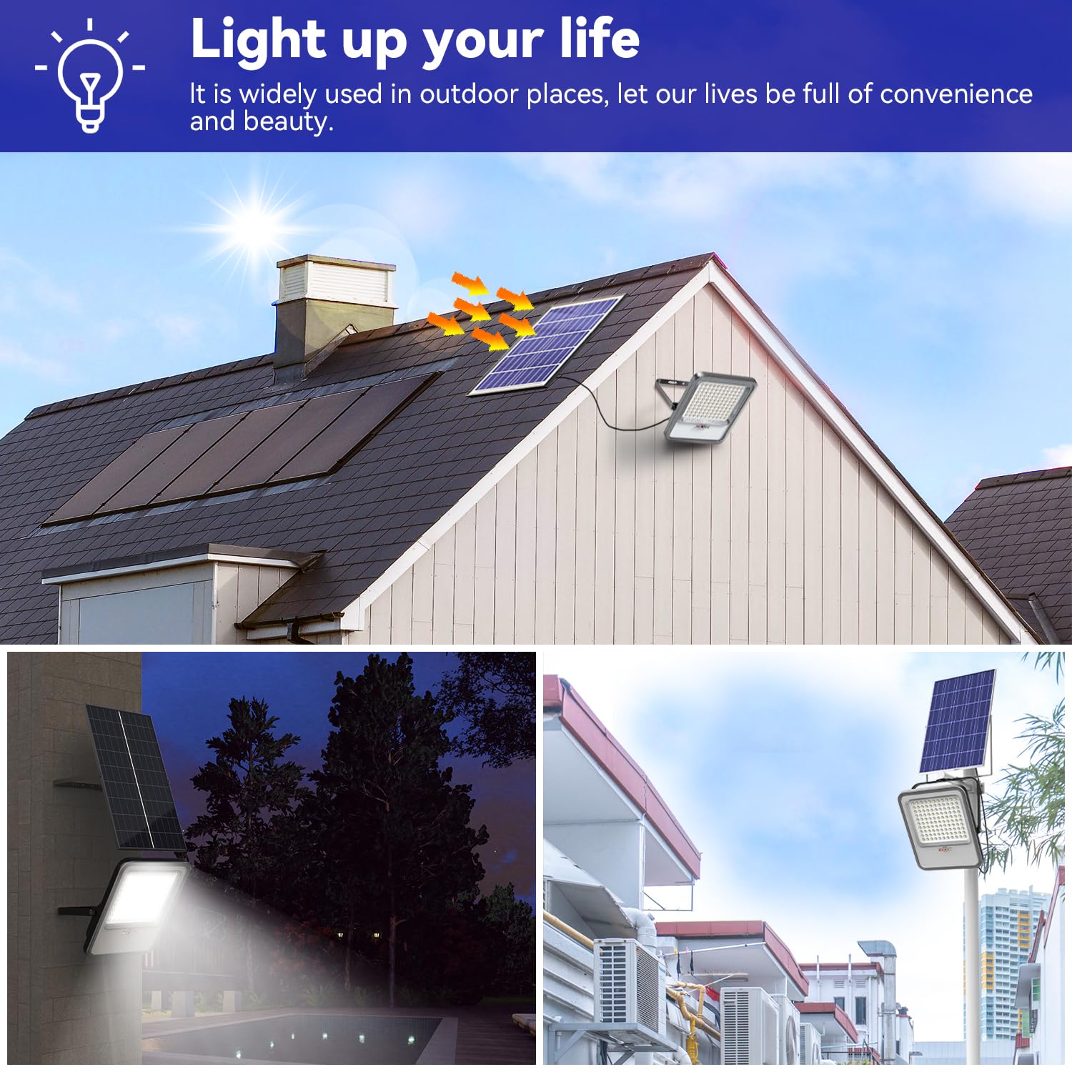 Tenkoo Solar Street Lights Outdoor 500W 2 Pack Solar Street Flood Light Dusk To Dawn 32000Lm Ip67 Waterproof Parking Lot Light W