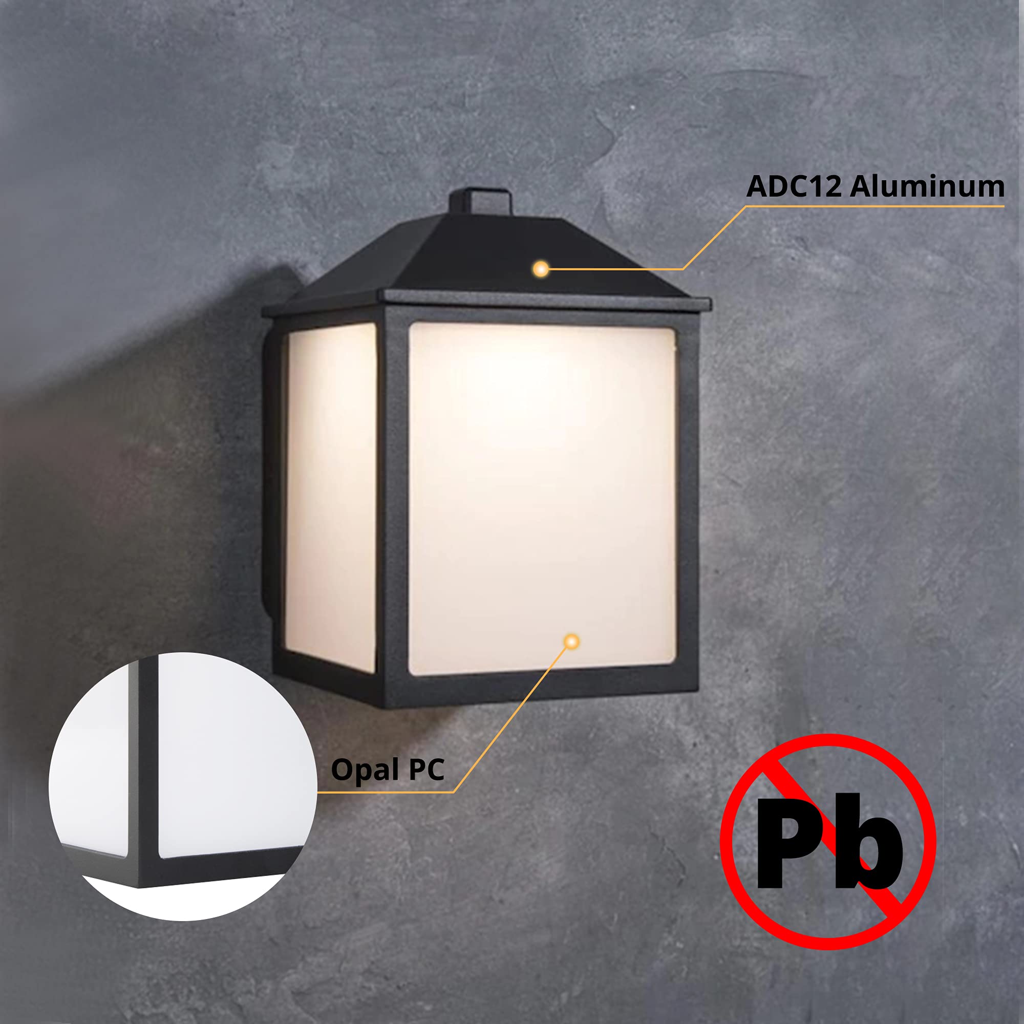 UME LED Outdoor Wall Lantern, Waterproof Black Sconce Light Fixture for Porch, Entryway, Garage