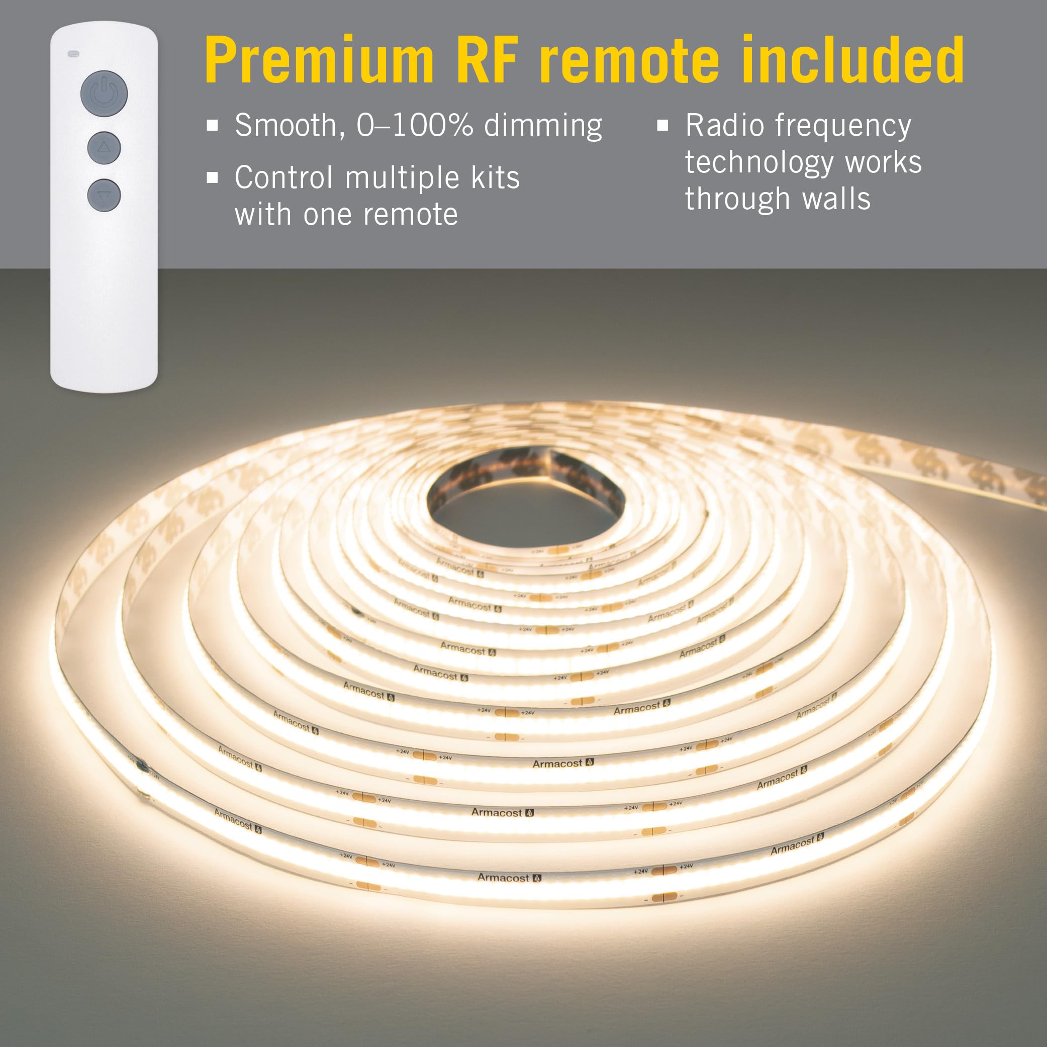 Armacost Lighting 16ft COB LED Tape Light Kit with Remote - 3000K White, Plastic Material, Model 421504