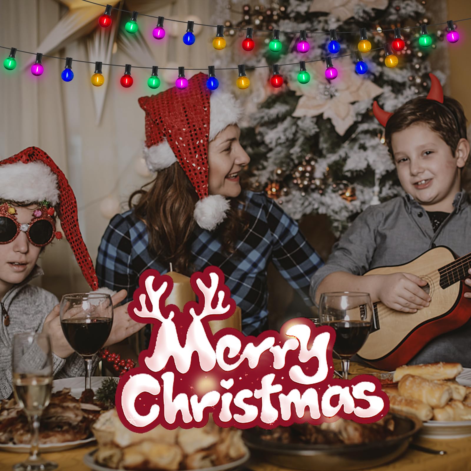 Abeja 25 Pack G40 Multicolor Led Replacement Bulbs, E12/C7 Candelabra Base Led Shatterproof Globe Bulbs For Outdoor Christmas String Lights, 0.6W Energy-Saving Night Light Bulbs, 2700K Warm White