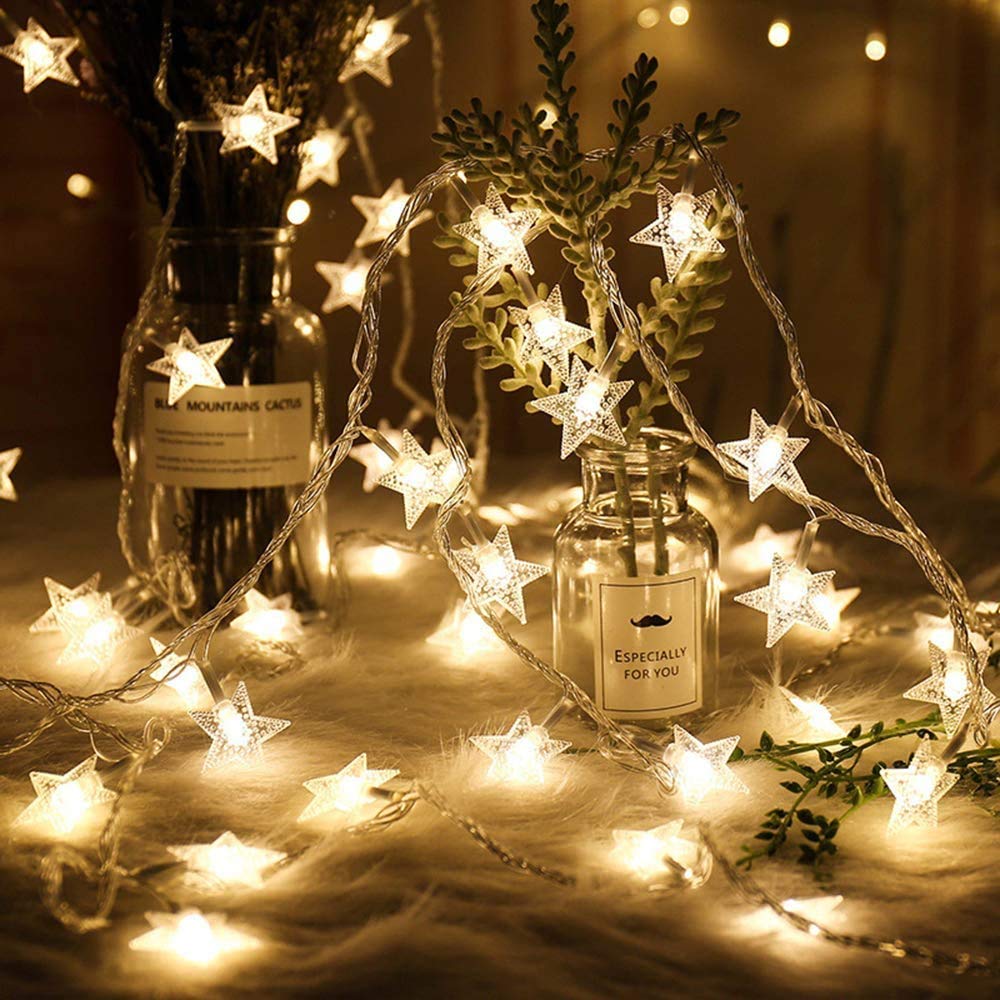 Merdeco 20 Led Star String Lights, 10Ft Warm White Fairy Lights For Indoor/Outdoor Decor