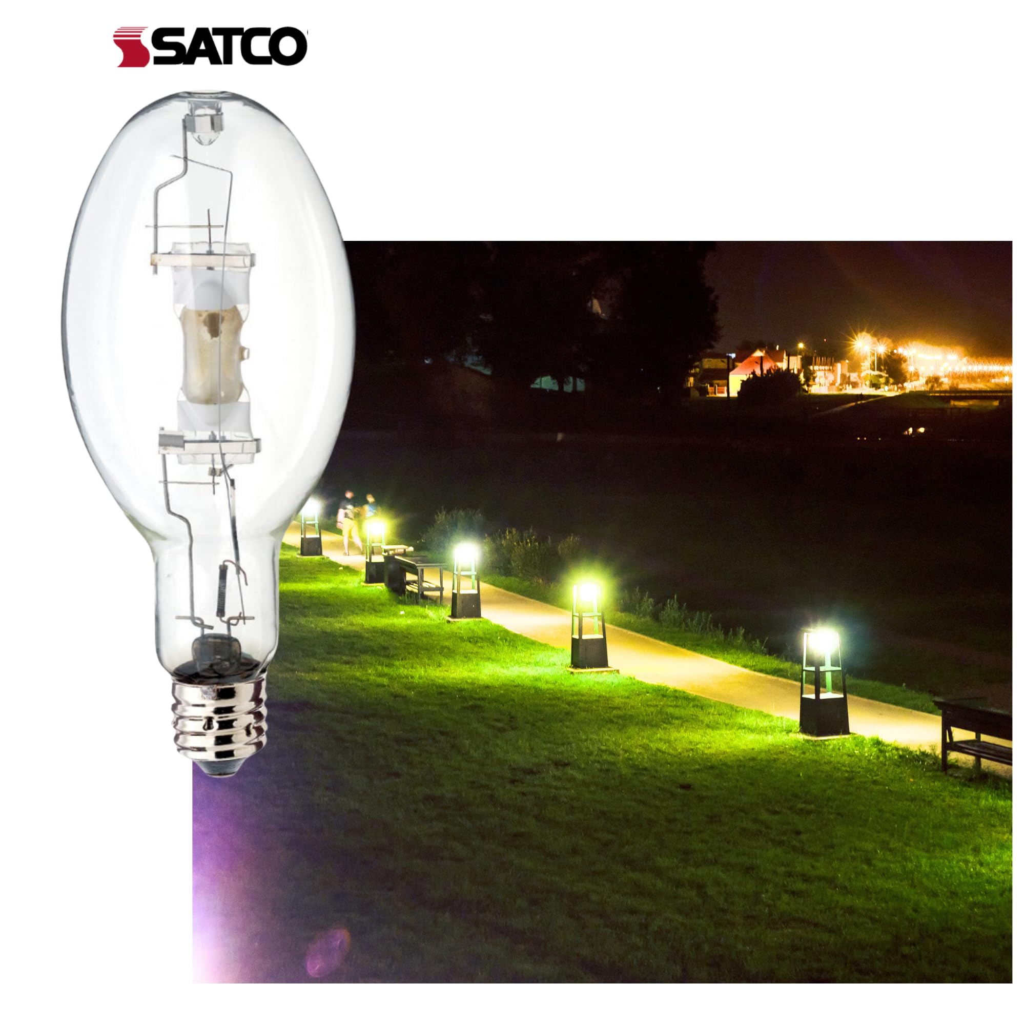 Satco S5837 Metal Halide HID Bulb, 1500W, 4200K, Mogul Base BT56, 6 Count for Street, Industrial, and Commercial Lighting