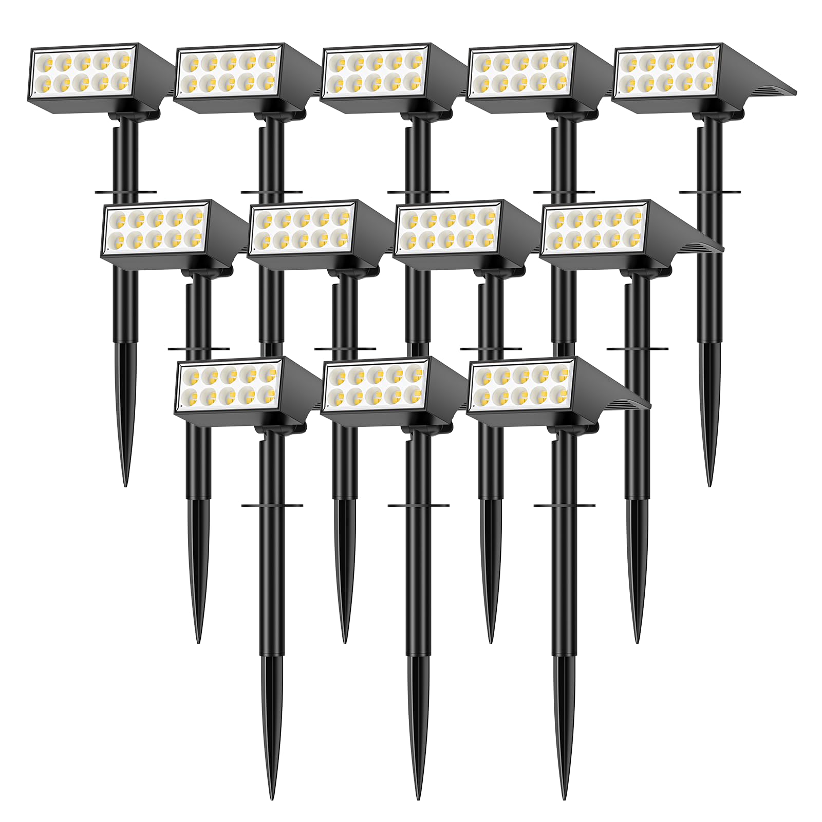 WENATY Solar Spot Lights Outdoor, 12 Pack, Waterproof IP65, Dusk to Dawn, Warm White