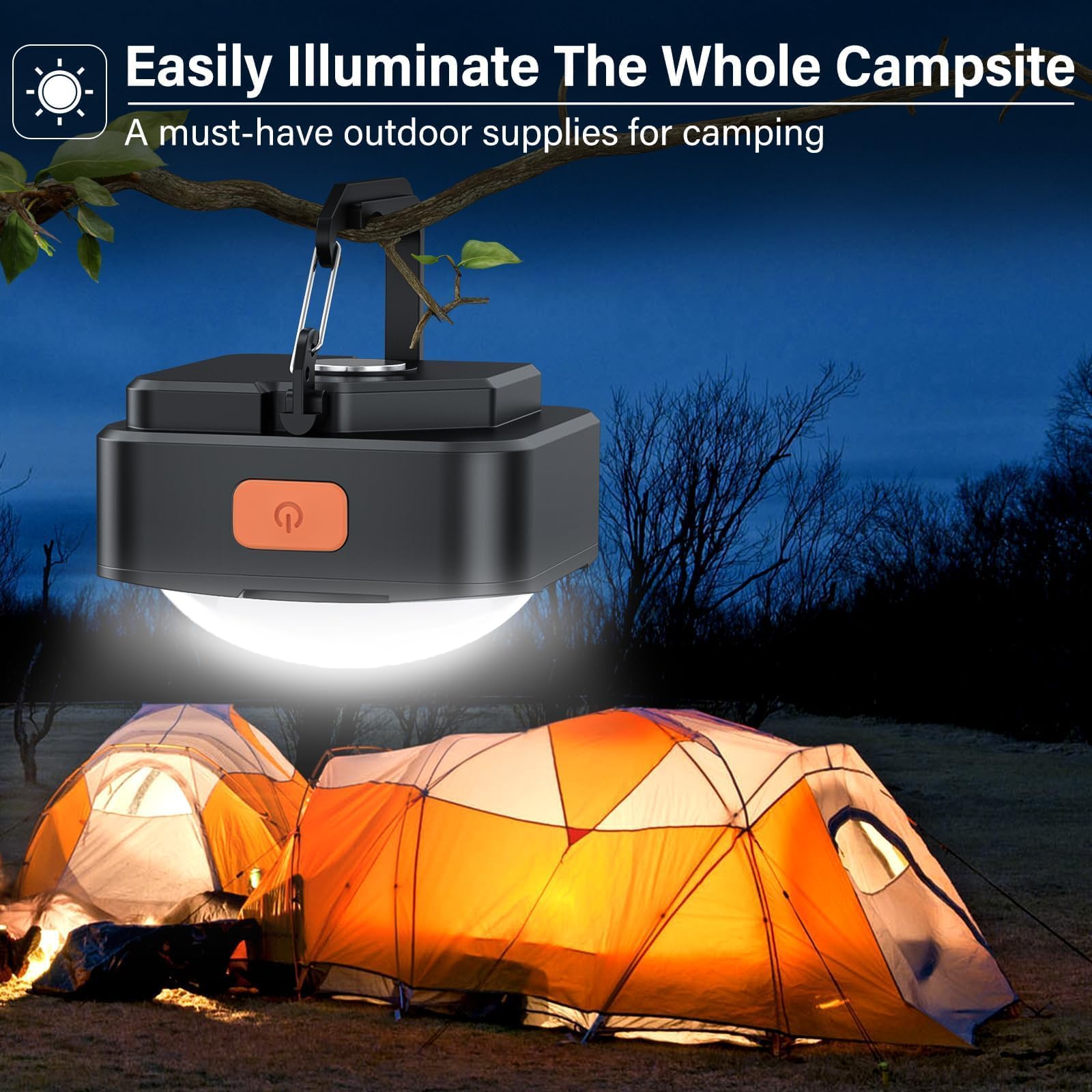 FLY2SKY Rechargeable Camping Lights Mini Flashlight LED Lantern 4 Pcs Black HF2503006