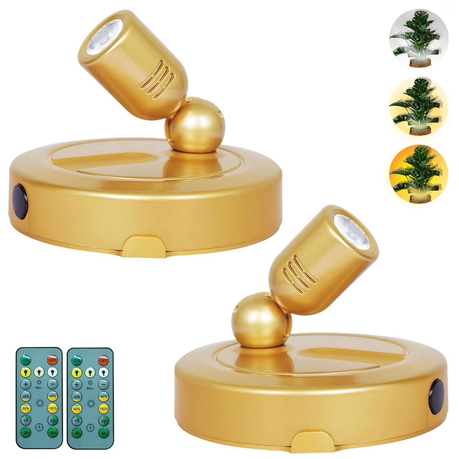 HAMVIDNE Indoor Spotlight, Battery Operated Picture Light with Remote, 3 Lighting Modes LED Display Lights, Plant Tree Spotlight