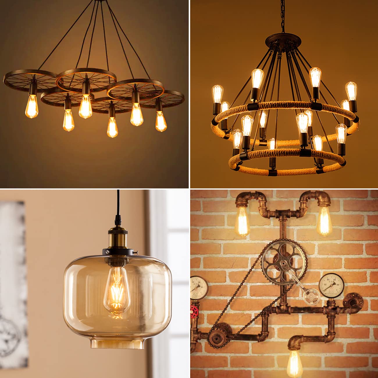 Lvwit Vintage Edison Light Bulb St21 Led Filament Bulb 5.5W(40 Watt Equivalent) Dimmable 2500K (Amber Glow) Warm White E26 Mediu