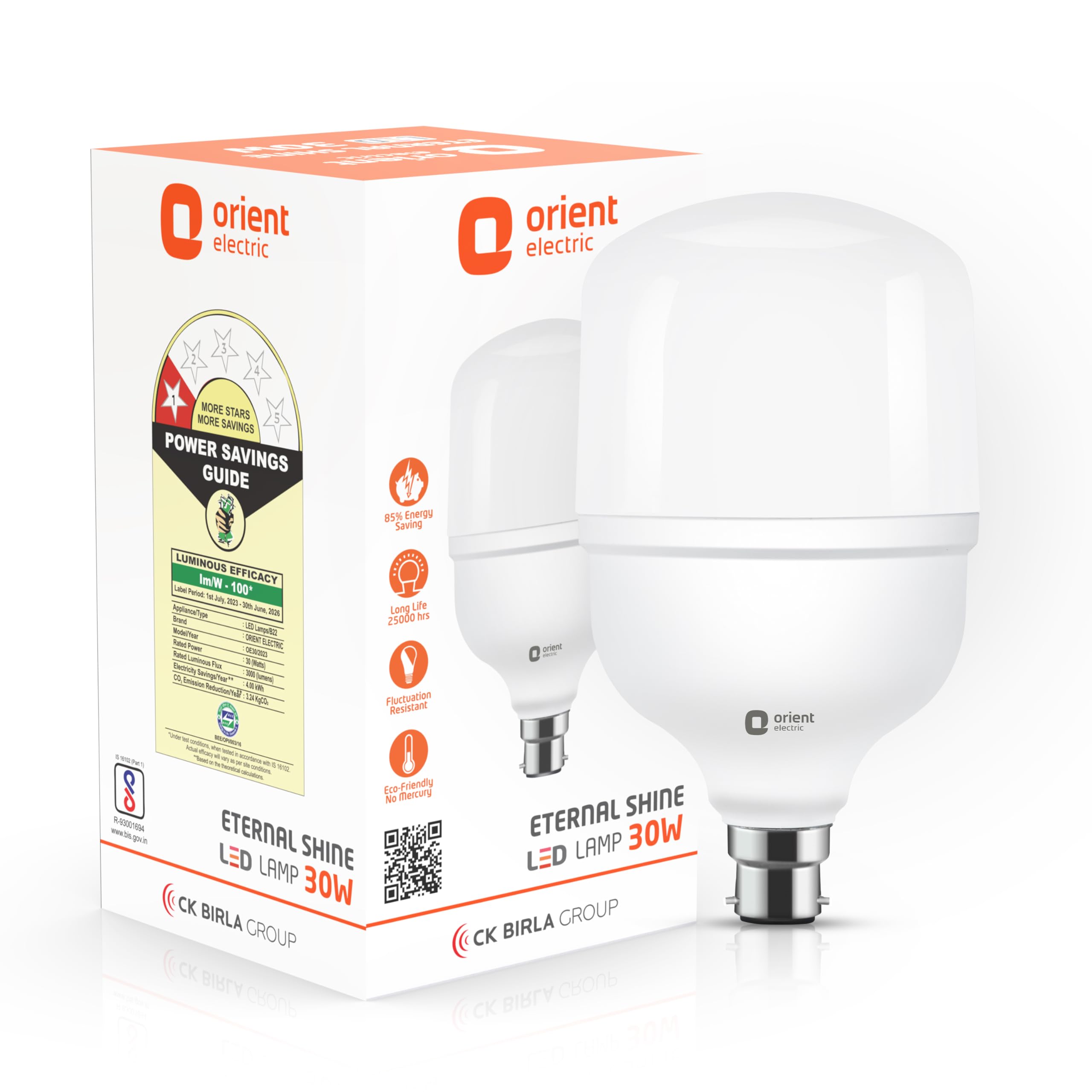 Orient Electric Eternal Shine LED Bulb | 30 Watts | 12 Months Warranty | Cool White (Pack of 1) | 25000 Hours + 180 degree cover