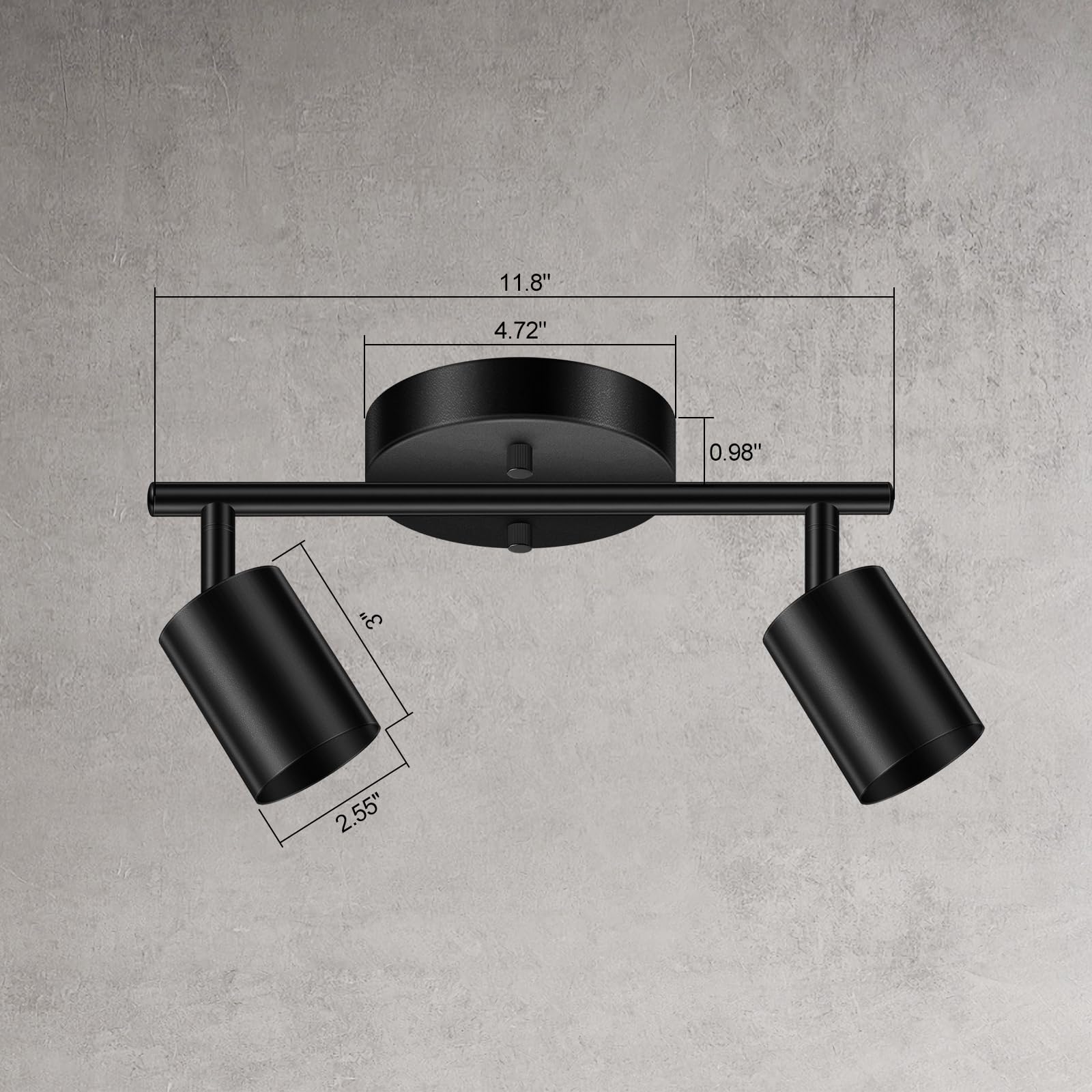 Black Track Lighting Ceiling, 2 Lights Track Lighting For Kitchen, Modern Track Lights Fixtures Ceiling Kit, Rotatable Track Hea