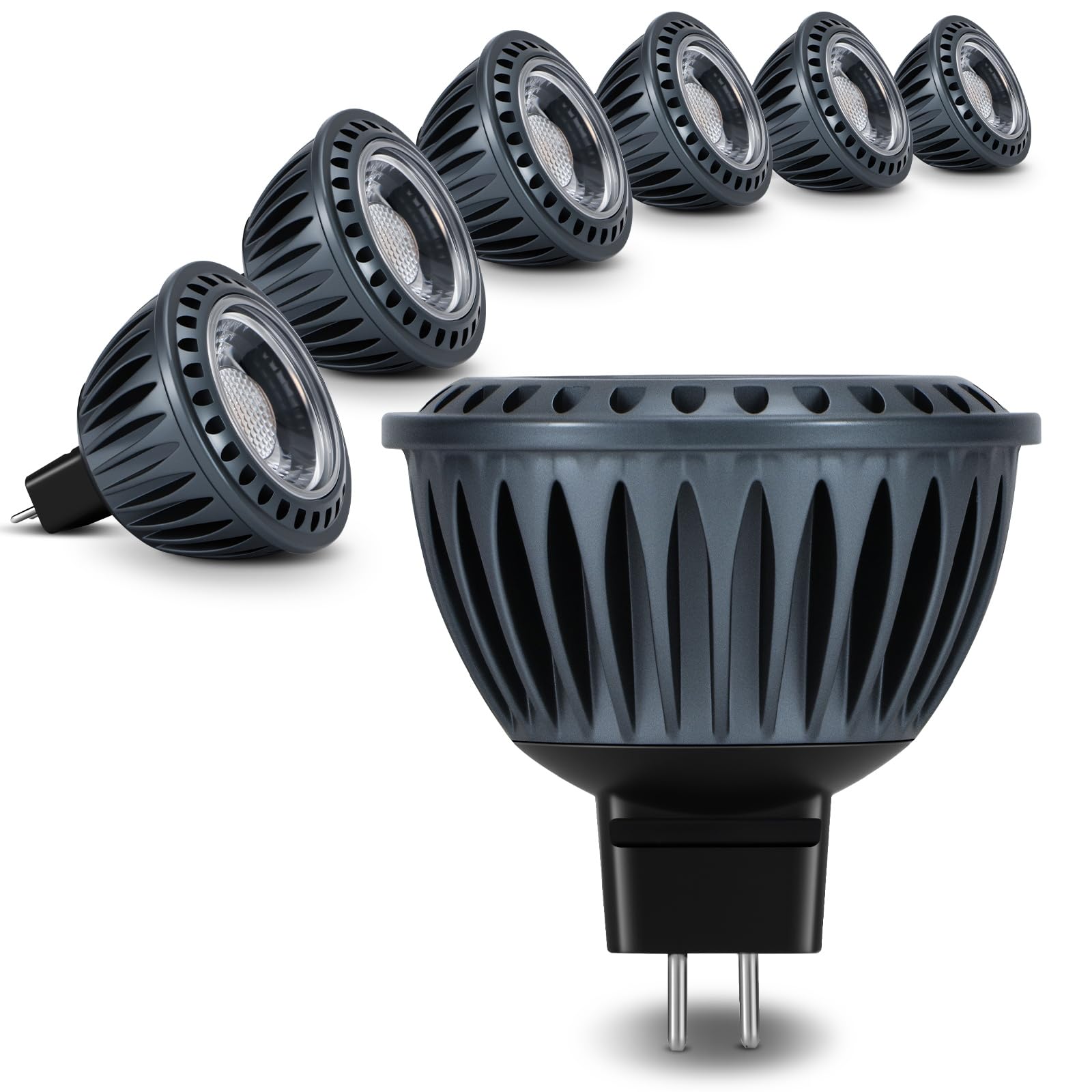Gardencoin Mr16 Led Light Blub  5W 4000K Netural White 450 Lumens Dimmable  Aluminum Housing  Low Voltage 12V Input Gu5.3 Bi-Pin Light Bulbs For Landscape &Accent Lighting  Indoor/Outdoor Use 6-Pack