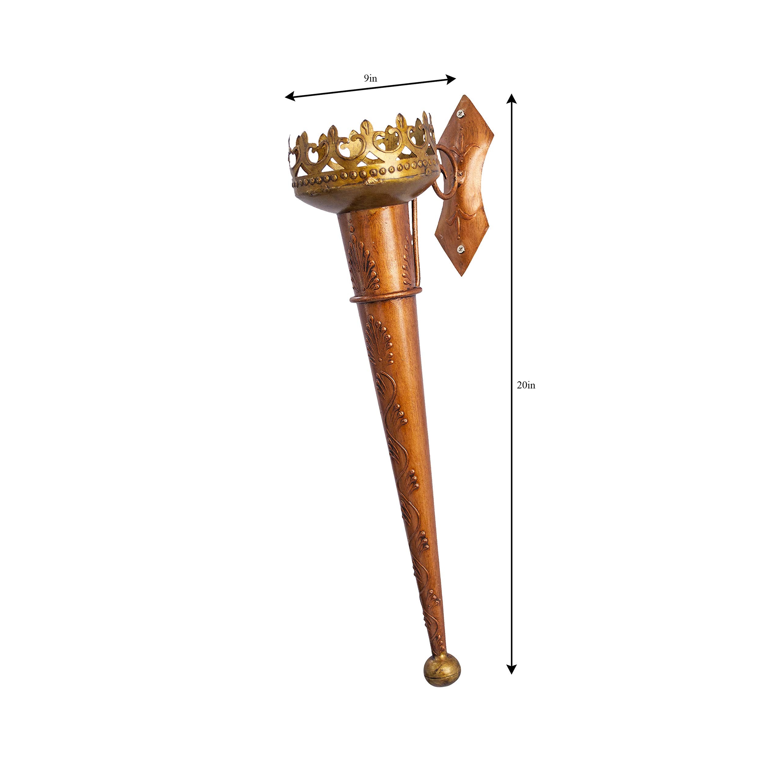 Ritwikas Metal Mashal Diya Olympic Torch | Home Decorative Mashal Candle Holder/Stand Cup Showpiece | Height - 20 Inch, Copper B