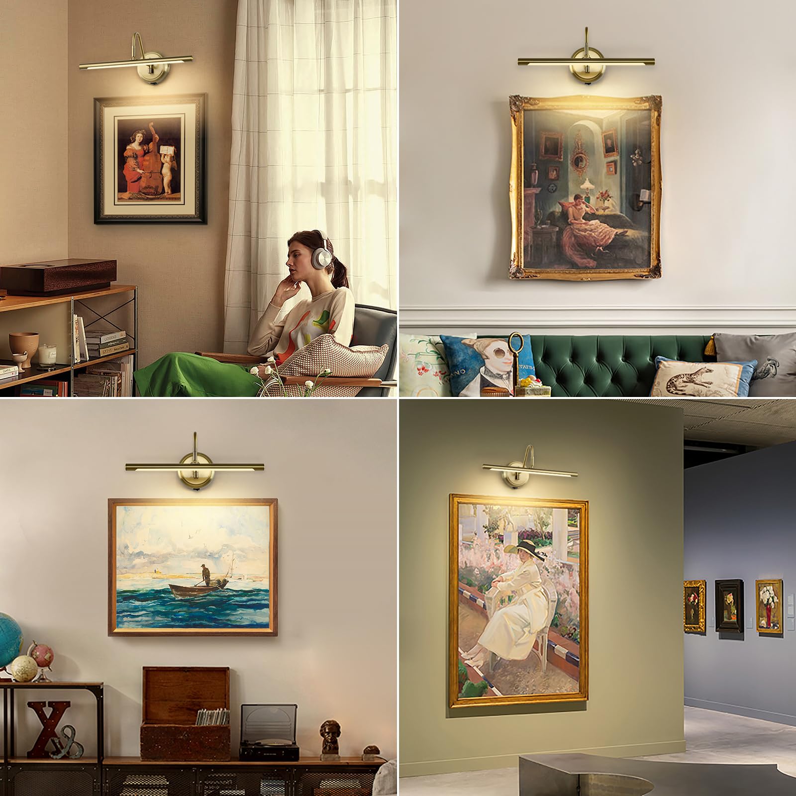 Joosenlux Battery Operated Gold Wall Lights - Dimmable 16.5&quot; Wireless Picture Light For Kitchen