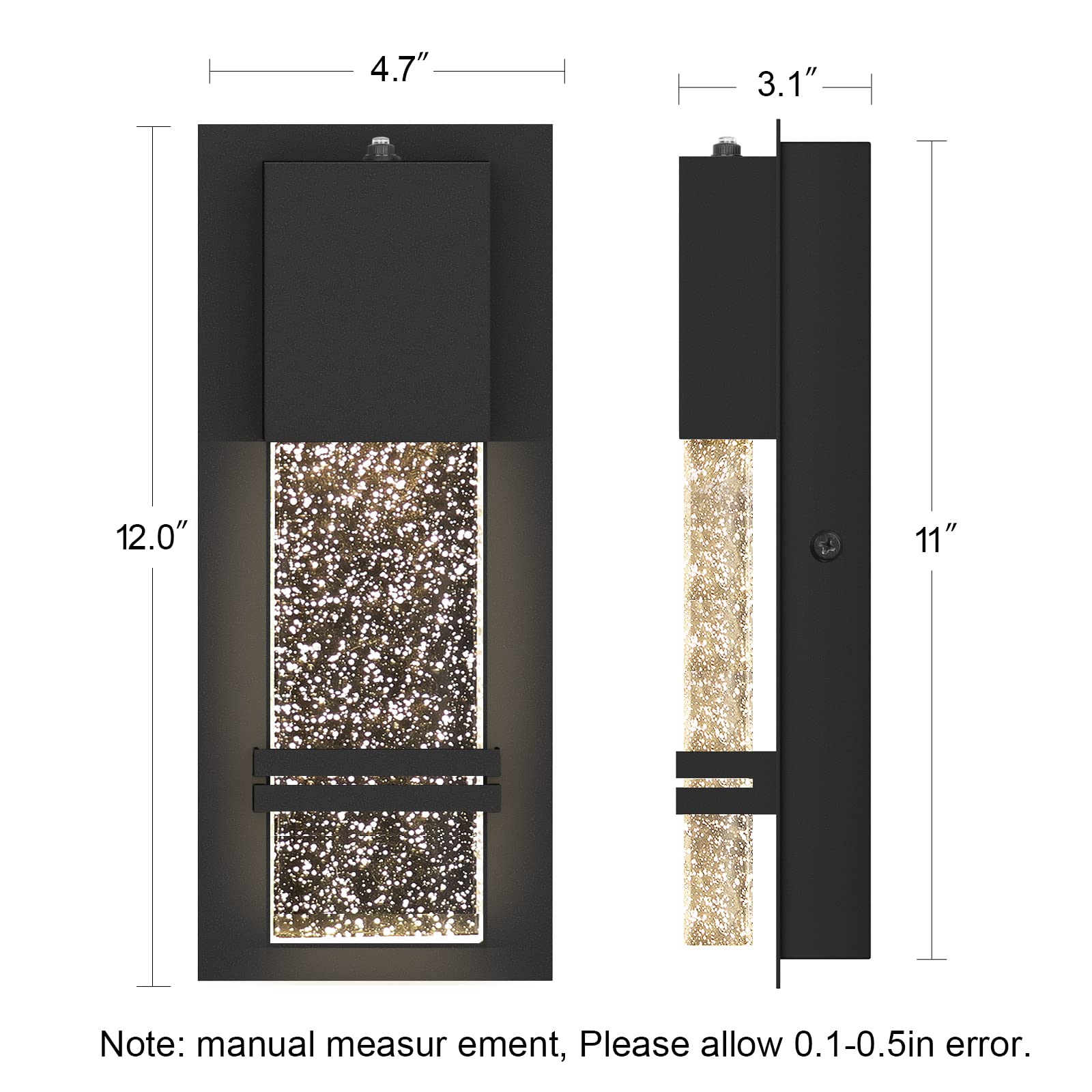 Partphoner Led Dusk To Dawn Outdoor Light Fixture Exterior Wall Sconces Porch Light 2 Pack Outside Wall Lights With Crystal Bubb