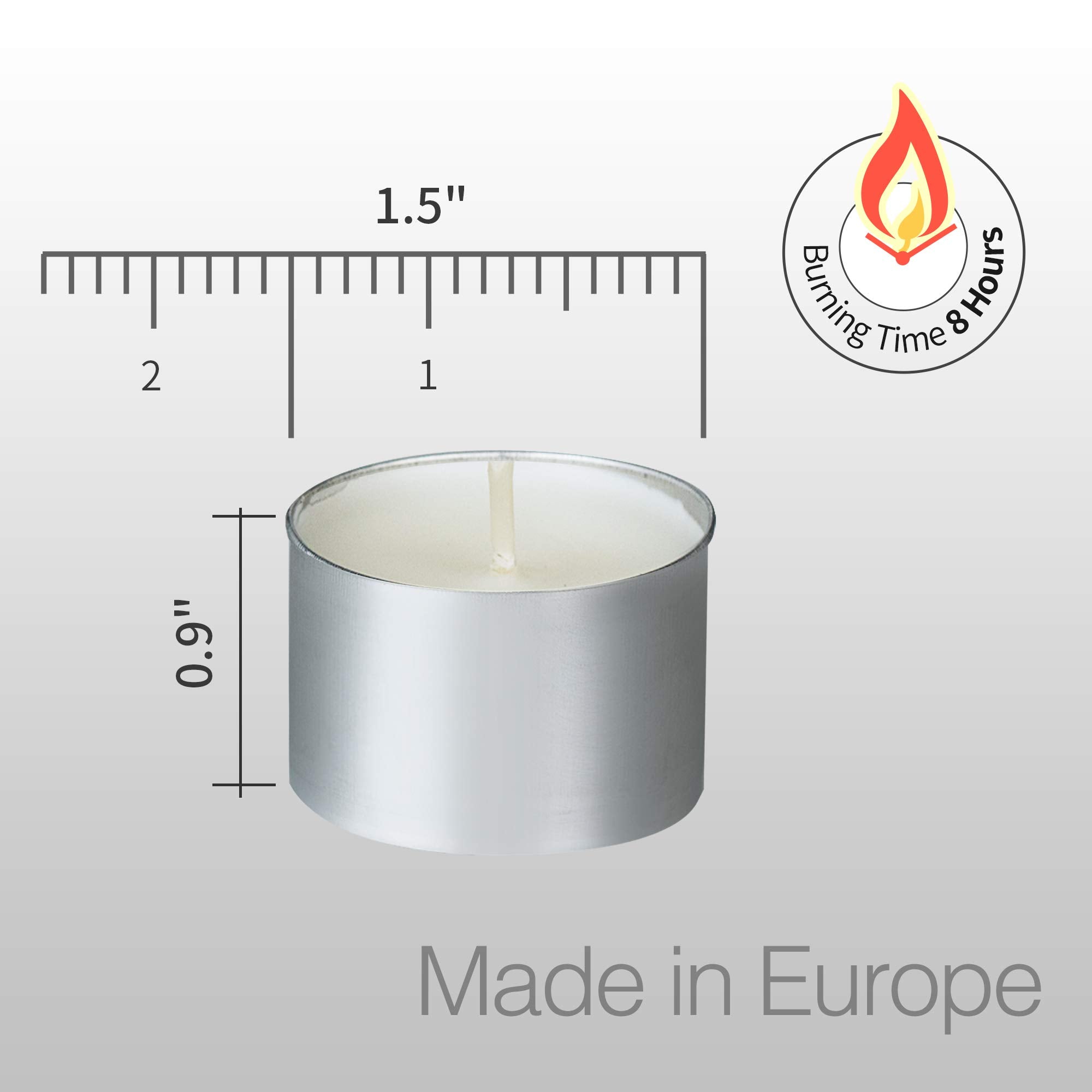 Home Lights Tealight Candles, 300 Pack, White, Smokeless, Unscented, 8 Hour Burn Time, Perfect for Weddings and Home Decor