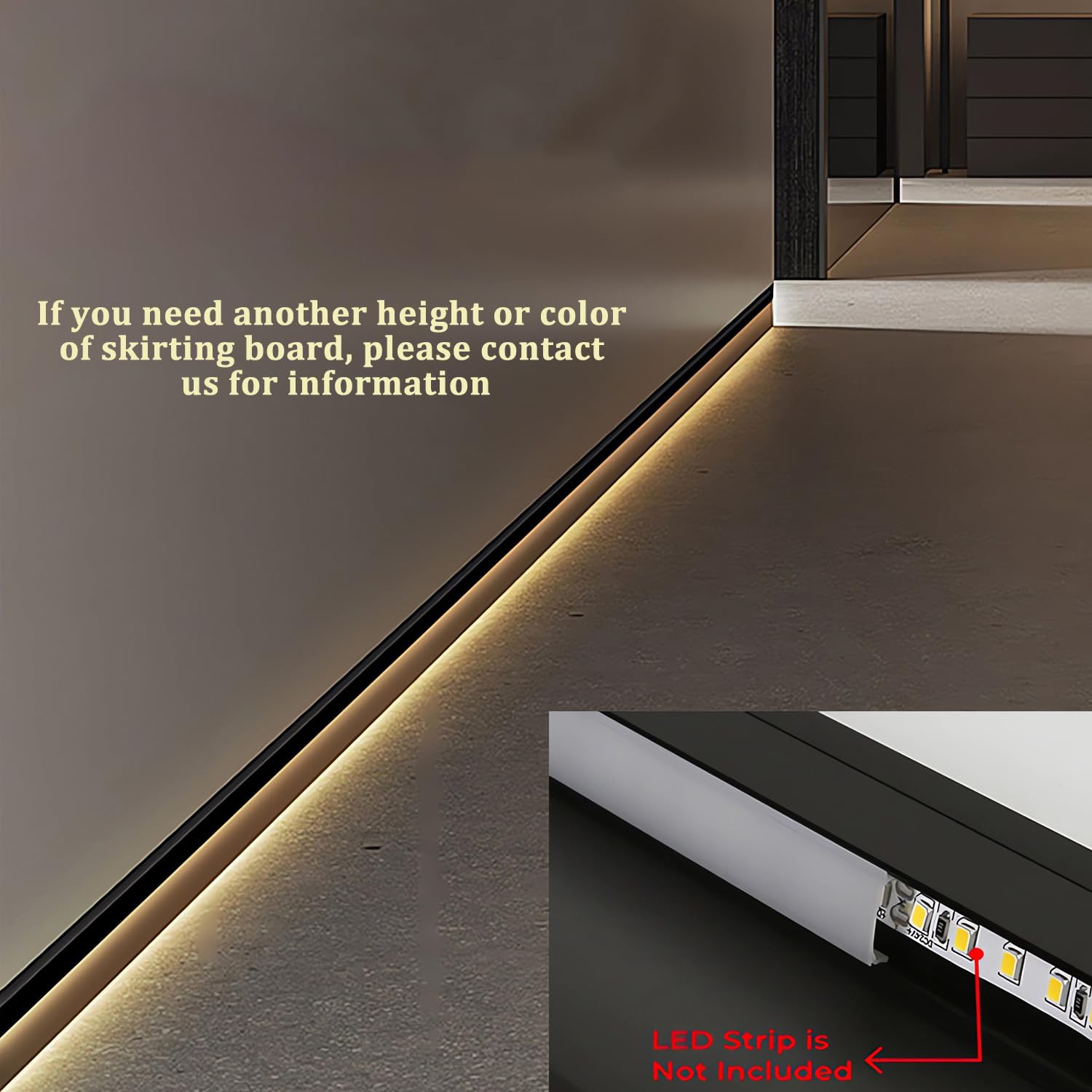 JARBIH LED Aluminum Skirting Board Light, 20 Packs, 3.3ft, H 65mm, Milky Cover, Model LTA1118, Ideal for Living Room,