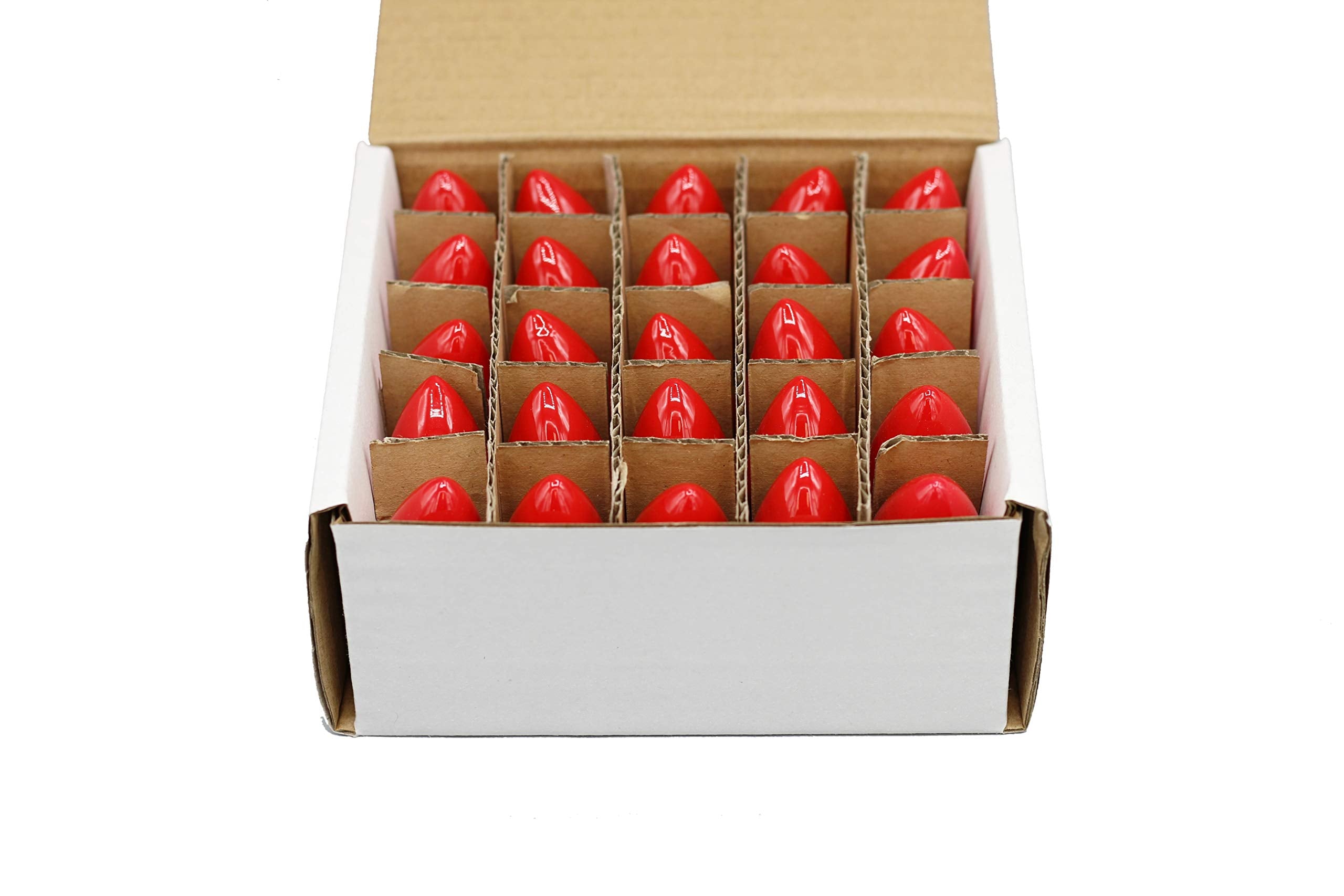 Creative Hobbies Pack Of 25 C7 Led Red Replacement Light Bulbs, 0.7W Ceramic Led Vintage Light Bulbs For C7 Outdoor String Light