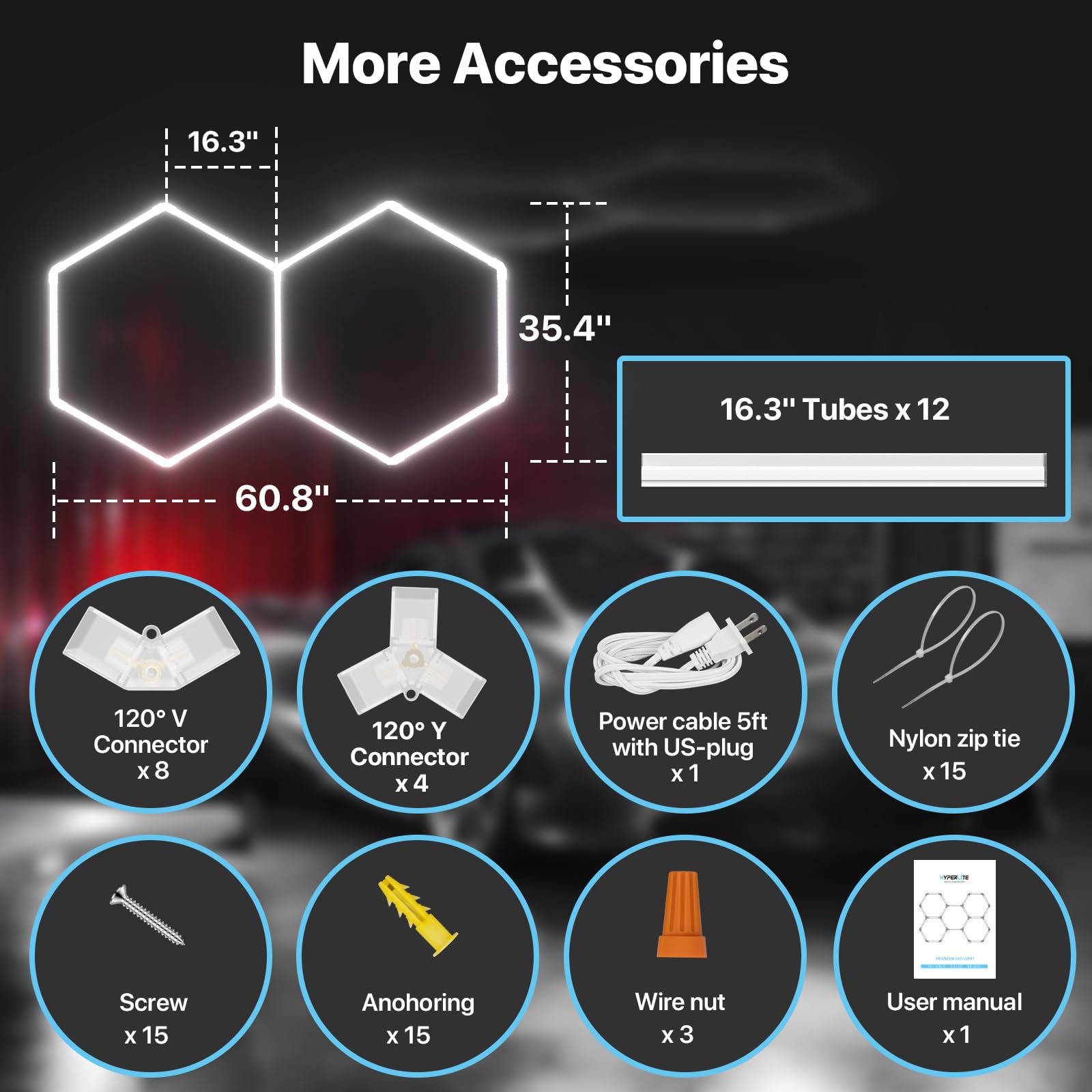 Hyperlite Gen 2 Hexagon Led Lights: 77W 7700Lm 2 Grids Diy Hexagon Led Lights, 6500K Ultra Bright, Easy Install, Durable Design