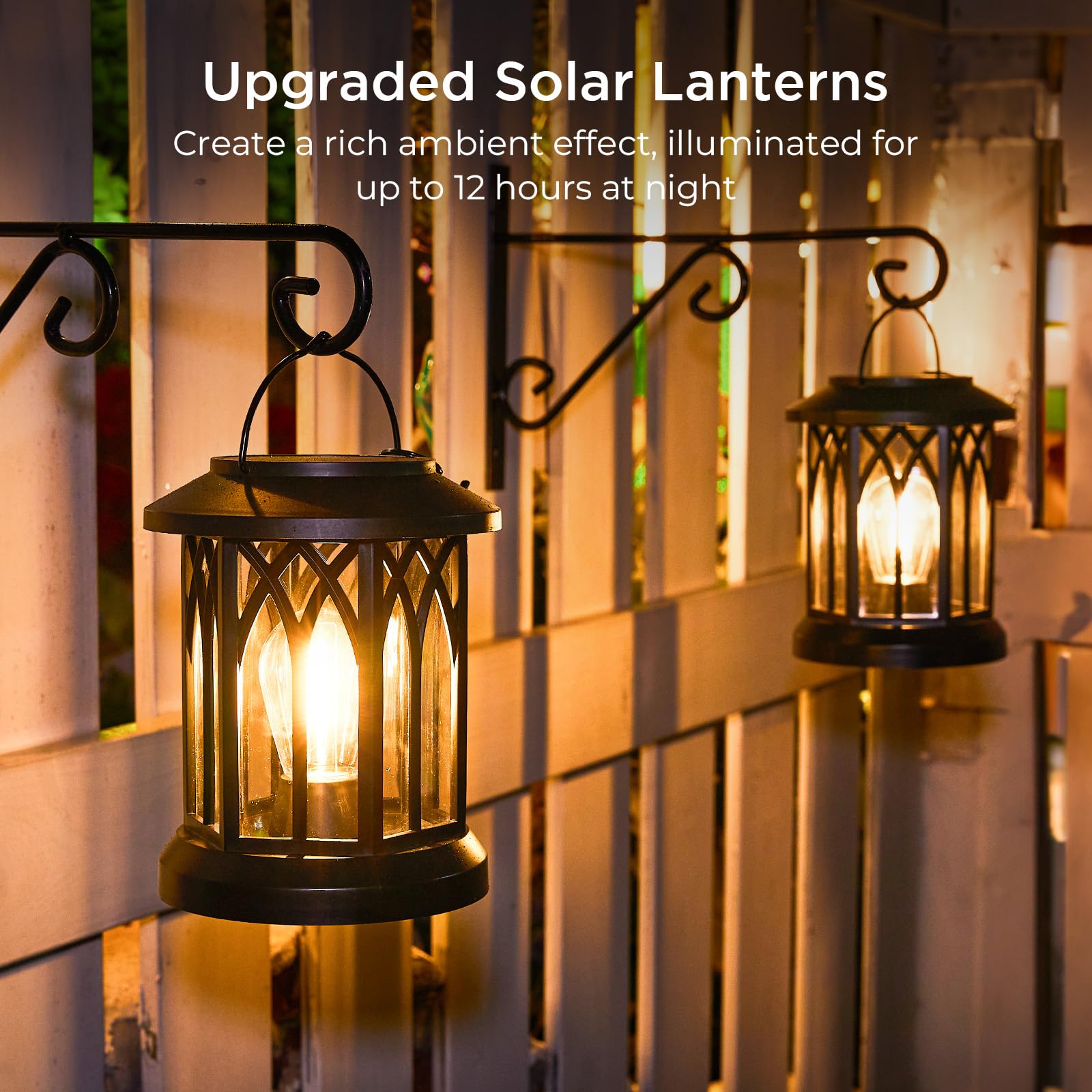 WdtPro Solar Lanterns - 6 Pack Waterproof LED Lights for Outdoor Garden, Black, Model TLL009