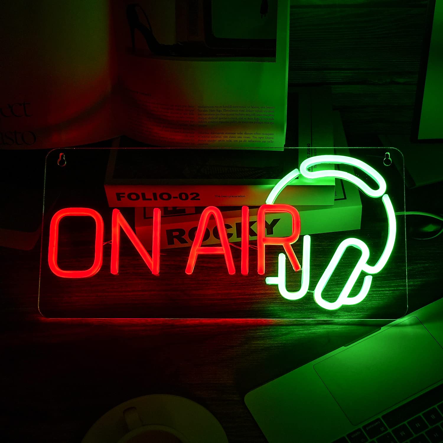 LISIGNVE ON AIR Neon Sign LED Light Decoration USB Powered 16.5inx7.9in Red Green
