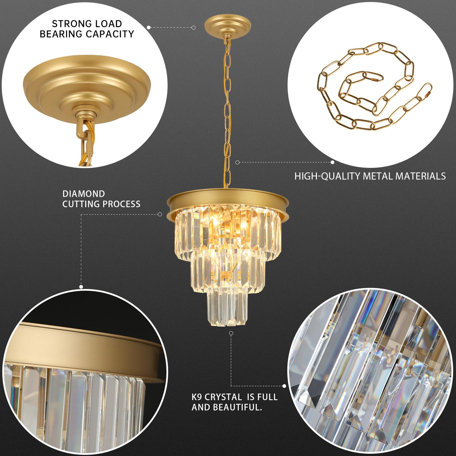 Weesalife Crystal Chandeliers For Dining Room Light Fixtures Over Table