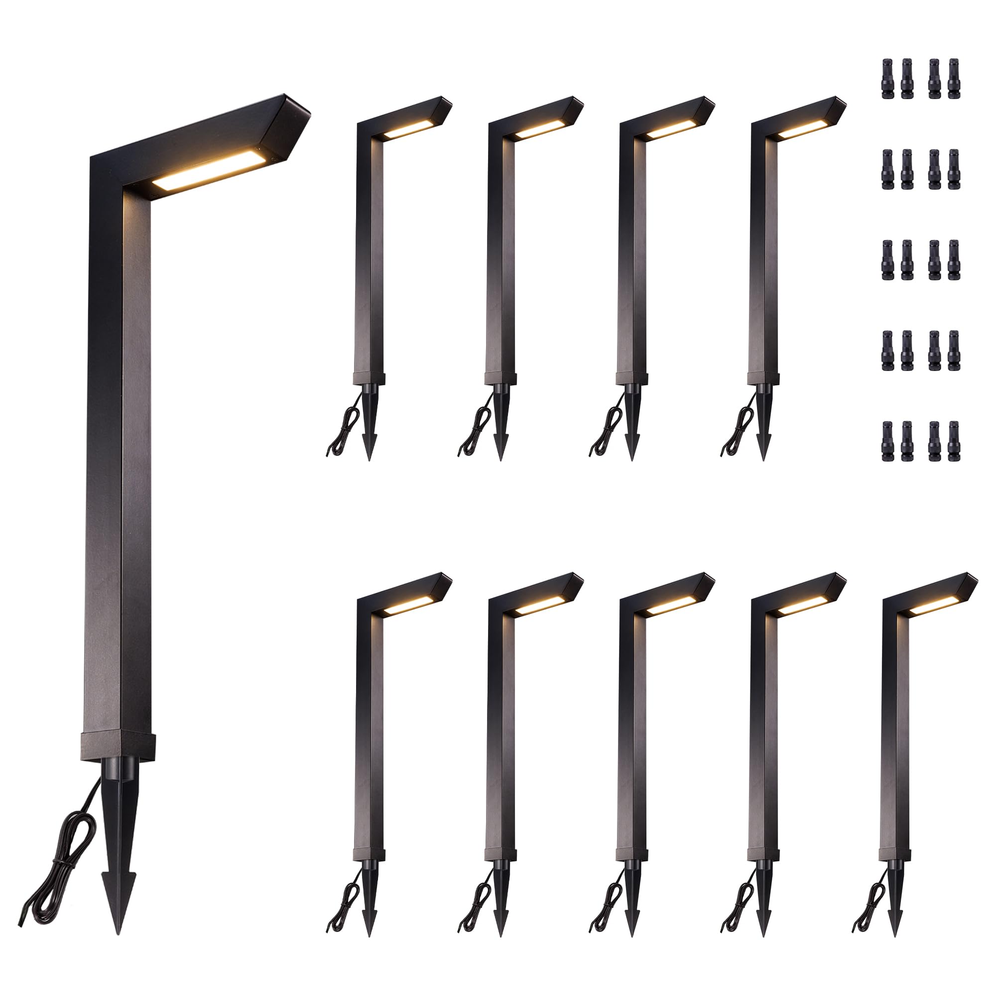 Varmtalys Landscape Path Lights Wired, 3 Lighting Modes LED 12V Low Voltage Pathway Lights, Outdoor Waterproof, 5W 235LM Black A