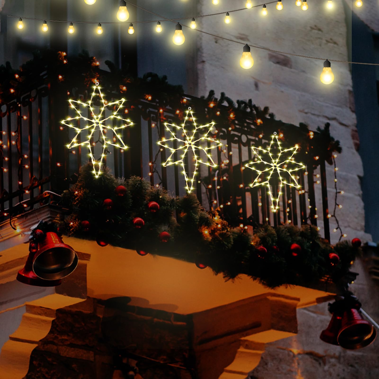 Christmas Window Decorations, 2 Pack Window Silhouette Lights, Bethlehem Christmas Star With Timer, 8 Modes Waterproof Battery Operated Lights For Holiday Wall Door Glass Decor