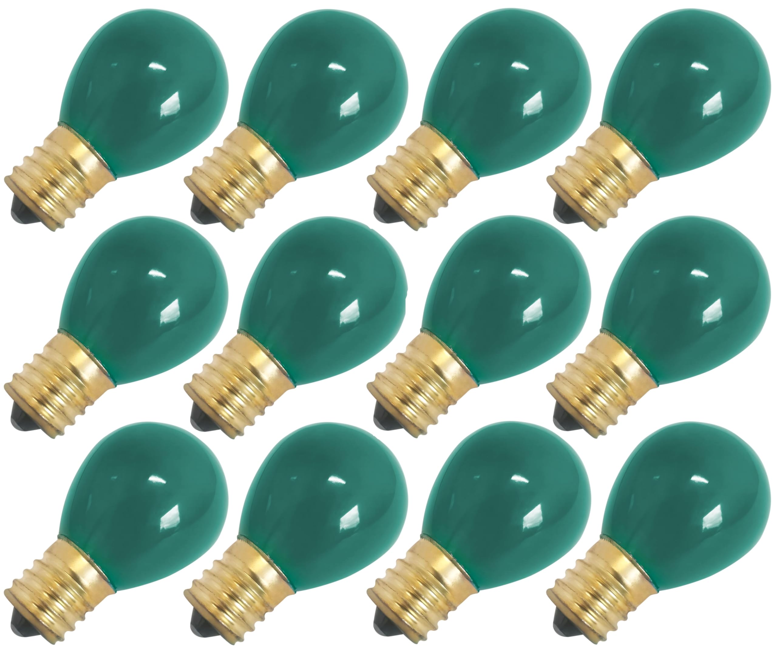 Ocs Parts 10S11N-130V-Cg Green Light Bulbs | 12-Pack | 10 Watt 130 Volt S11 Miniature E17 Intermediate Screw Base Lamps | 4,500 