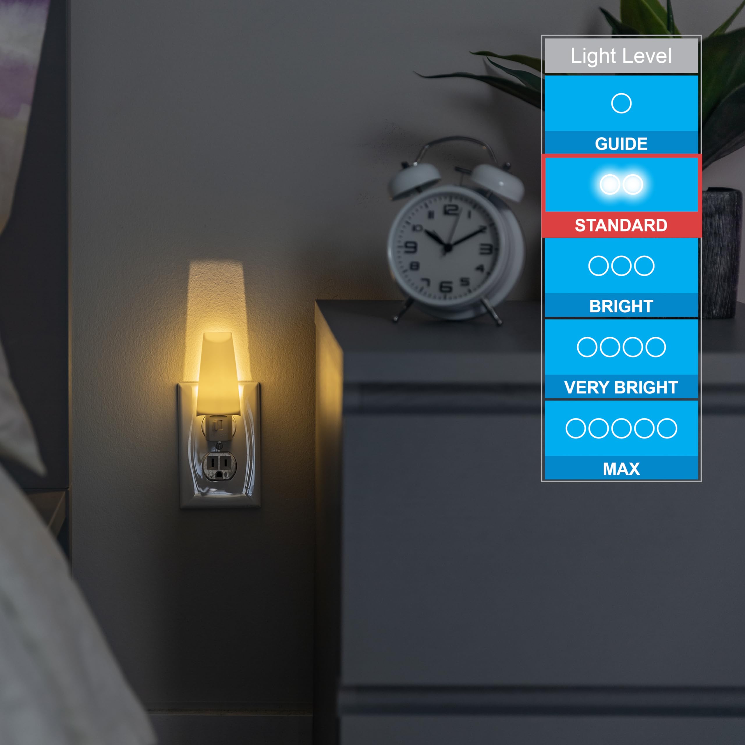 Lights By Night LED Night Light, Plug-in Manual On/Off, Warm White, Amber Shade, Model 44941, Ideal for Bedroom, Bathroom, Nursery