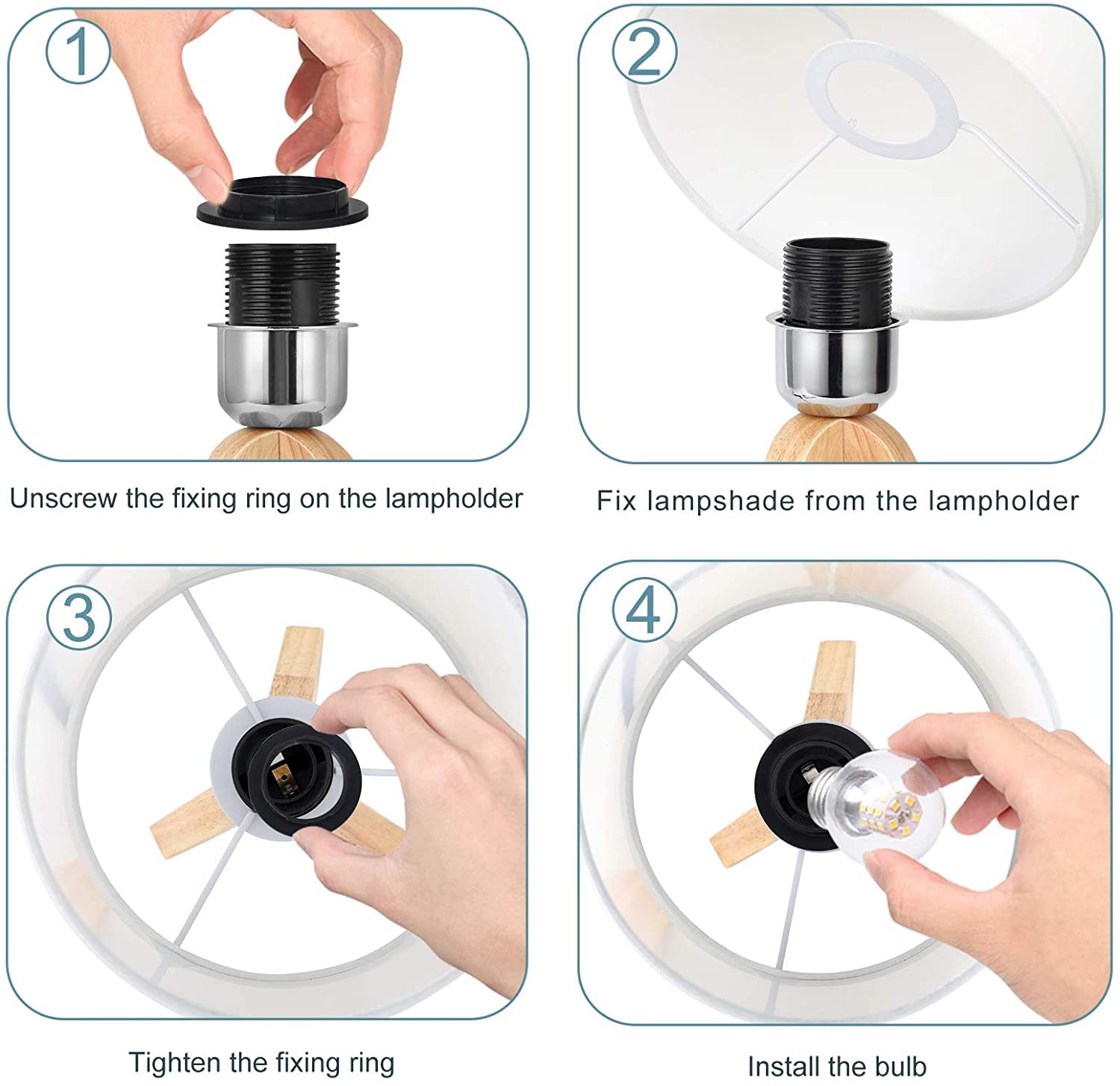 Bty Cute Kids Desk Lamp - Small Linen Fabric Shade Nightstand Light For Bedroom & Study Room