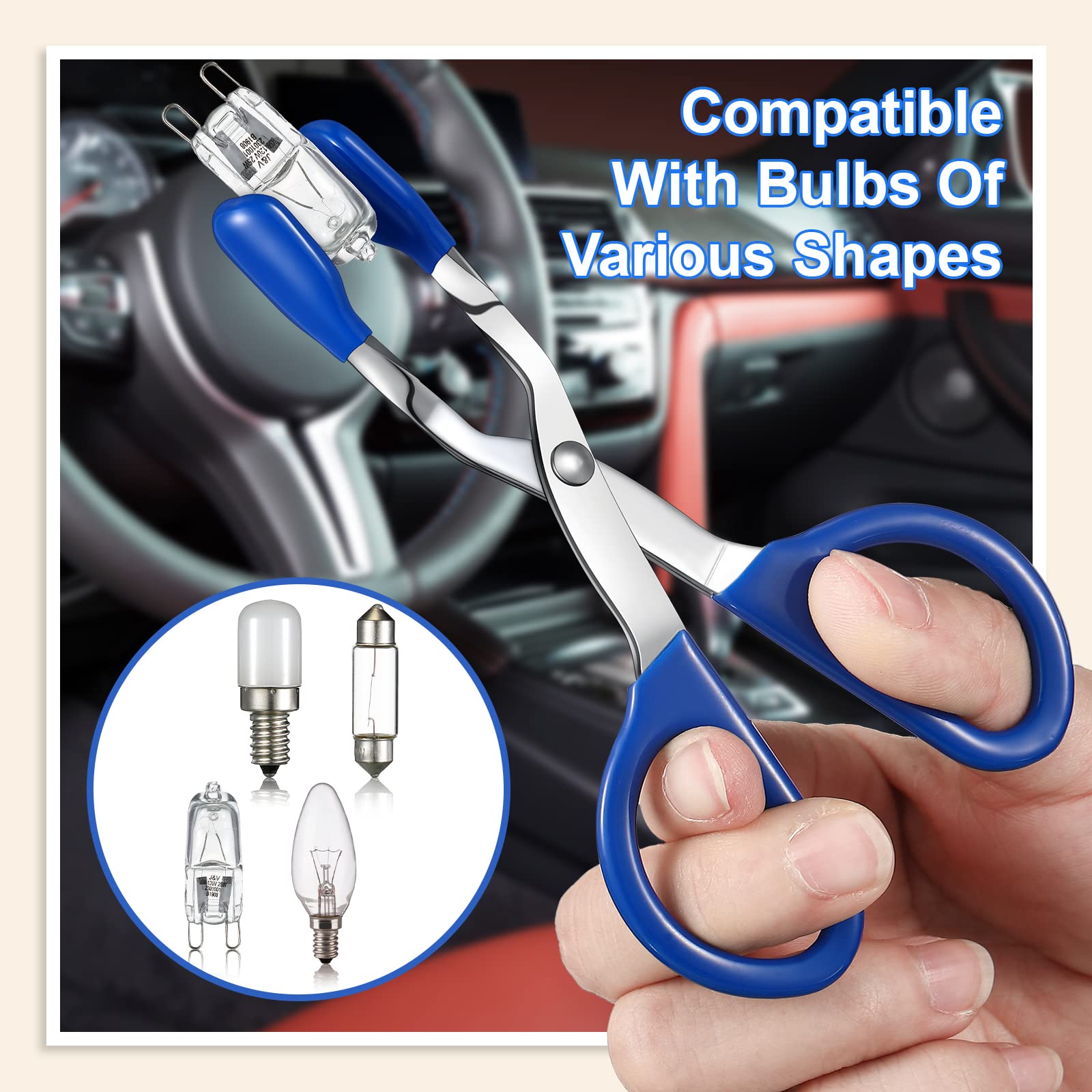 Mini Light Bulb Removal Tool Halogen Bulb Pliers, Car Dashboard Interior Light Bulb Extractor Tool, Broken Bulb Extractor Tool, Common To Removing Hard Reach Miniature Bulbs (Blue)