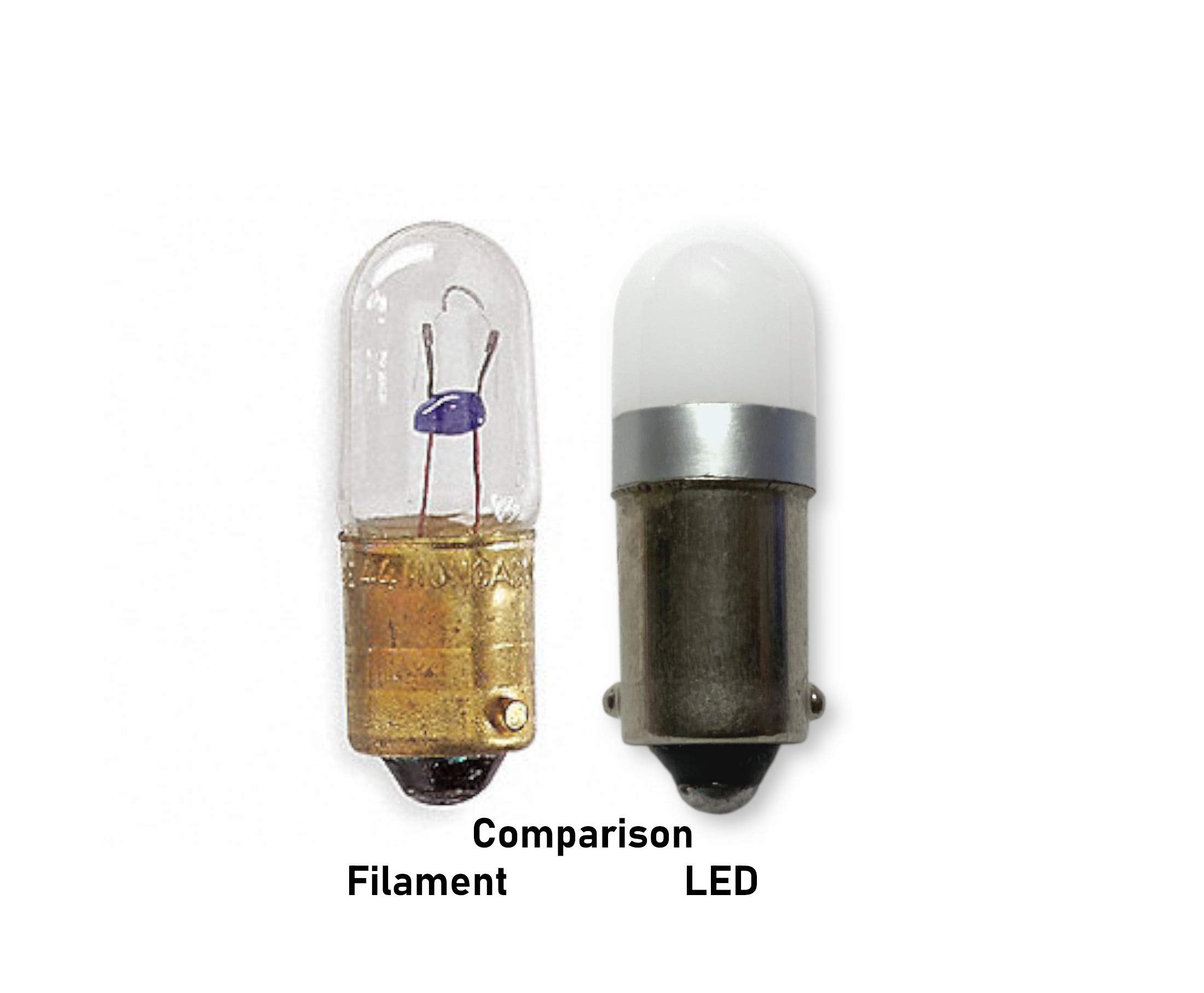 Aero-Lites Miniature Bayonet Bulb LED Replacement 28vdc Ba9s Base T3 1/4 2-Pack Bright White