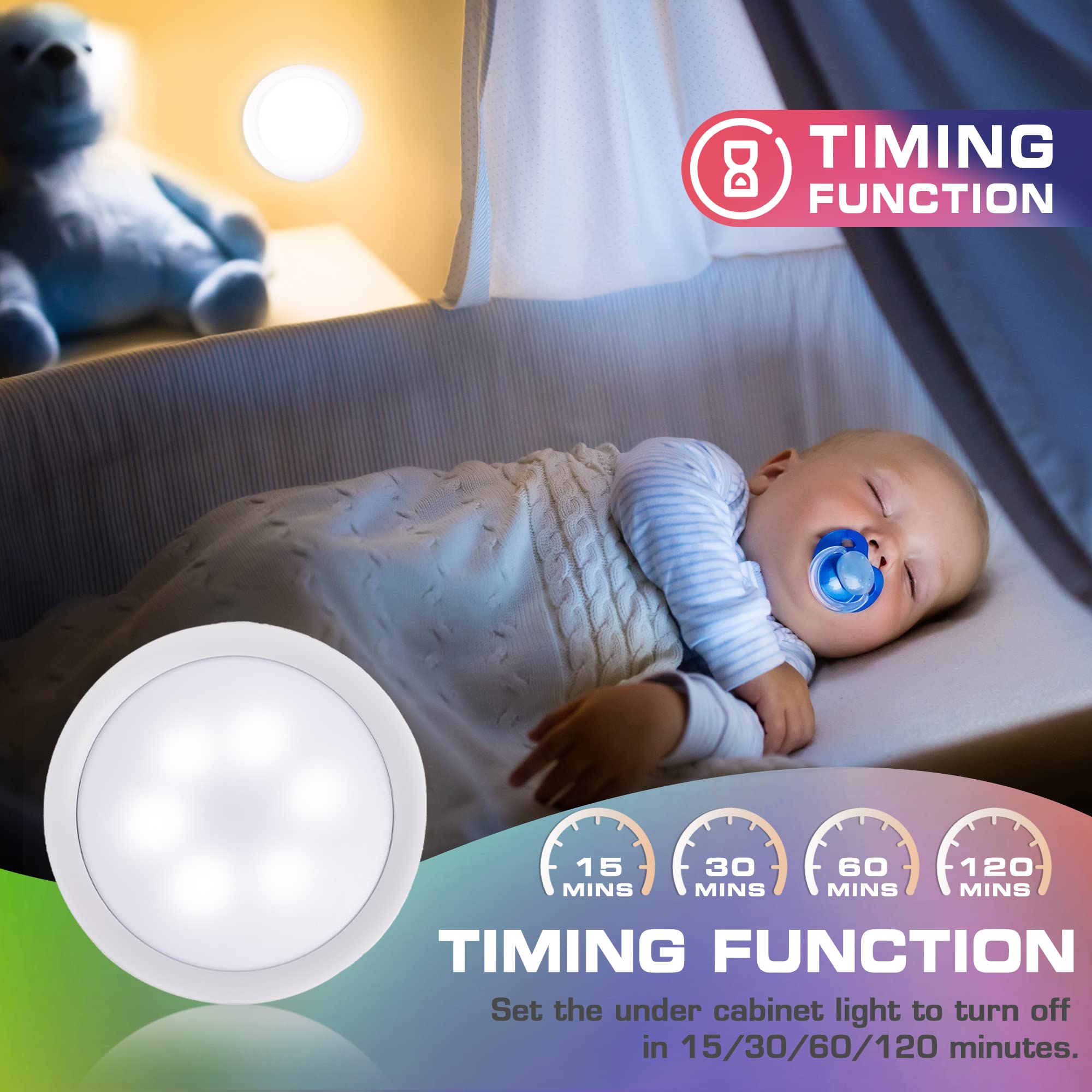 EverBrite Wireless LED Puck Lights with Remote, Dimmable, Battery Operated, 6-Pack, White, Perfect for Closets and Cabinets