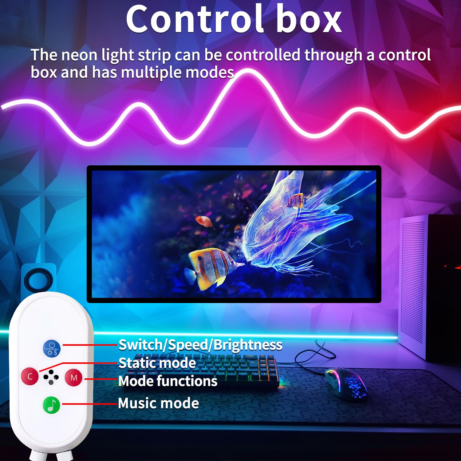 Yeewhale 32.8Ft Led Neon Strip Light With Remote App Control Ip65 Waterproof Flexible Neon Led Rope Lights 24V Rgb Neon Led Ligh