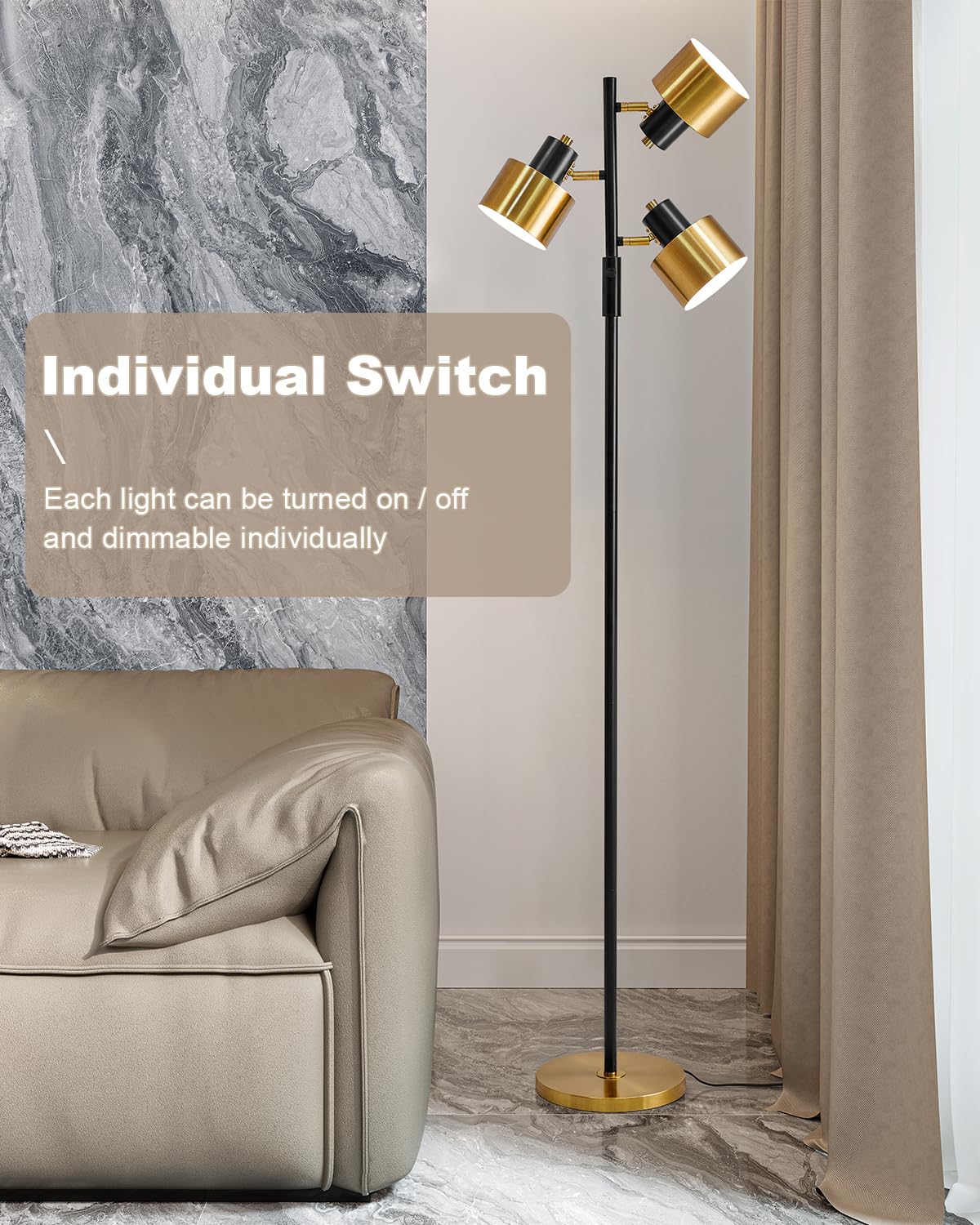 Oyears Floor Lamp For Living Room Bright Lighting Tall Modern Industrial Vintage Standing Corner Lamps Led Metal Light Office Be