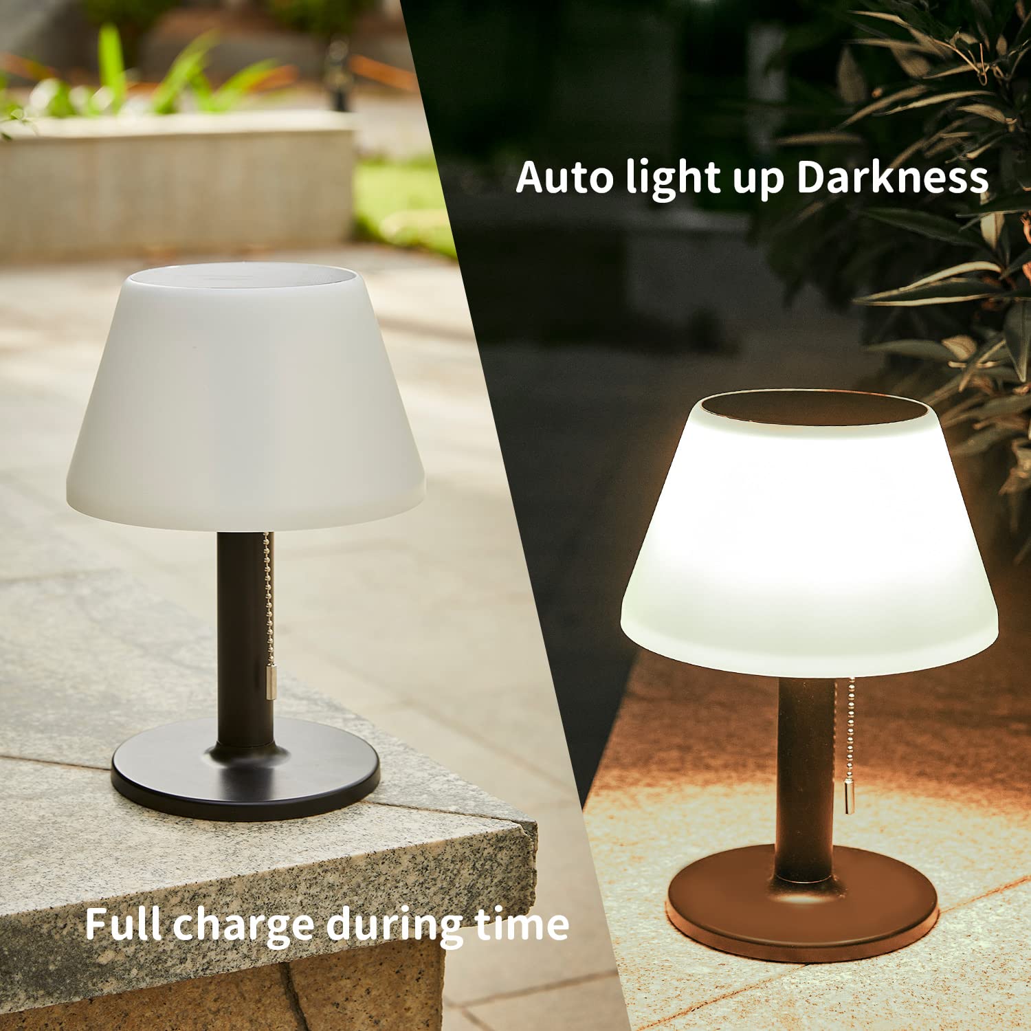 Shumi Led Solar Table Lamp - Waterproof, Dimmable, Cordless For Patio, Bedroom & Garden - Black